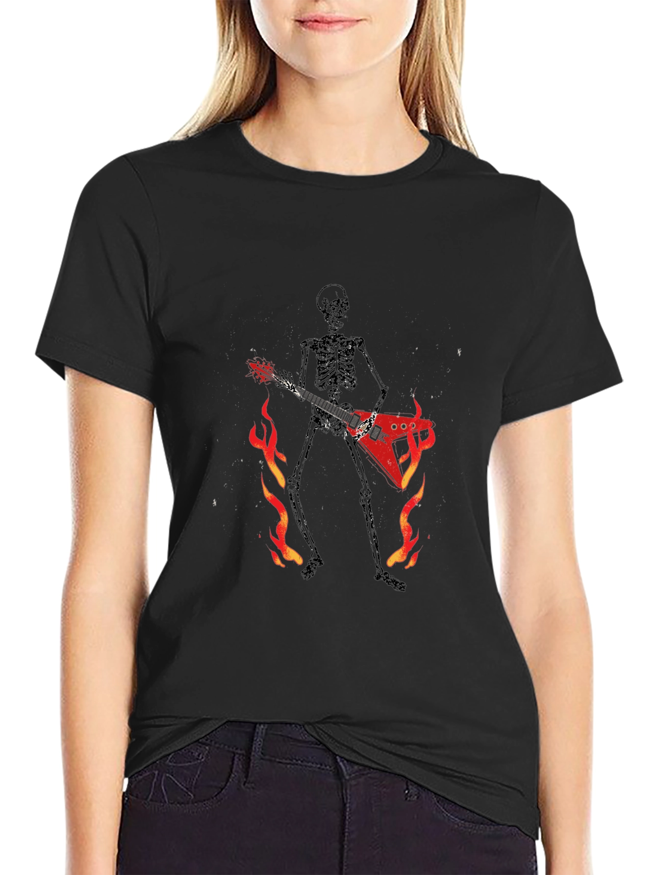 Skeleton Guitarist Graphic Tee - Black