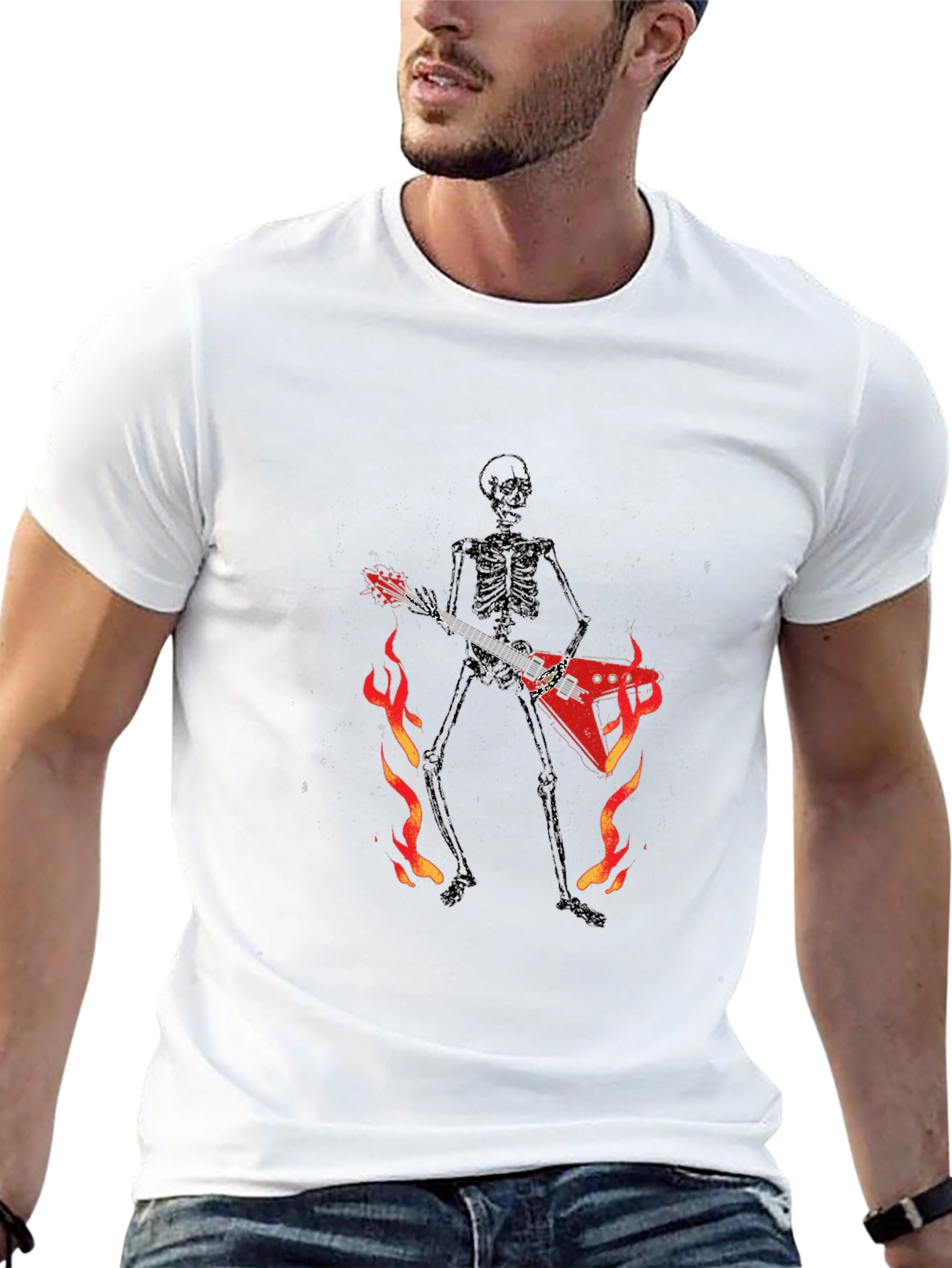 Skeleton Guitarist Graphic Tee - Black