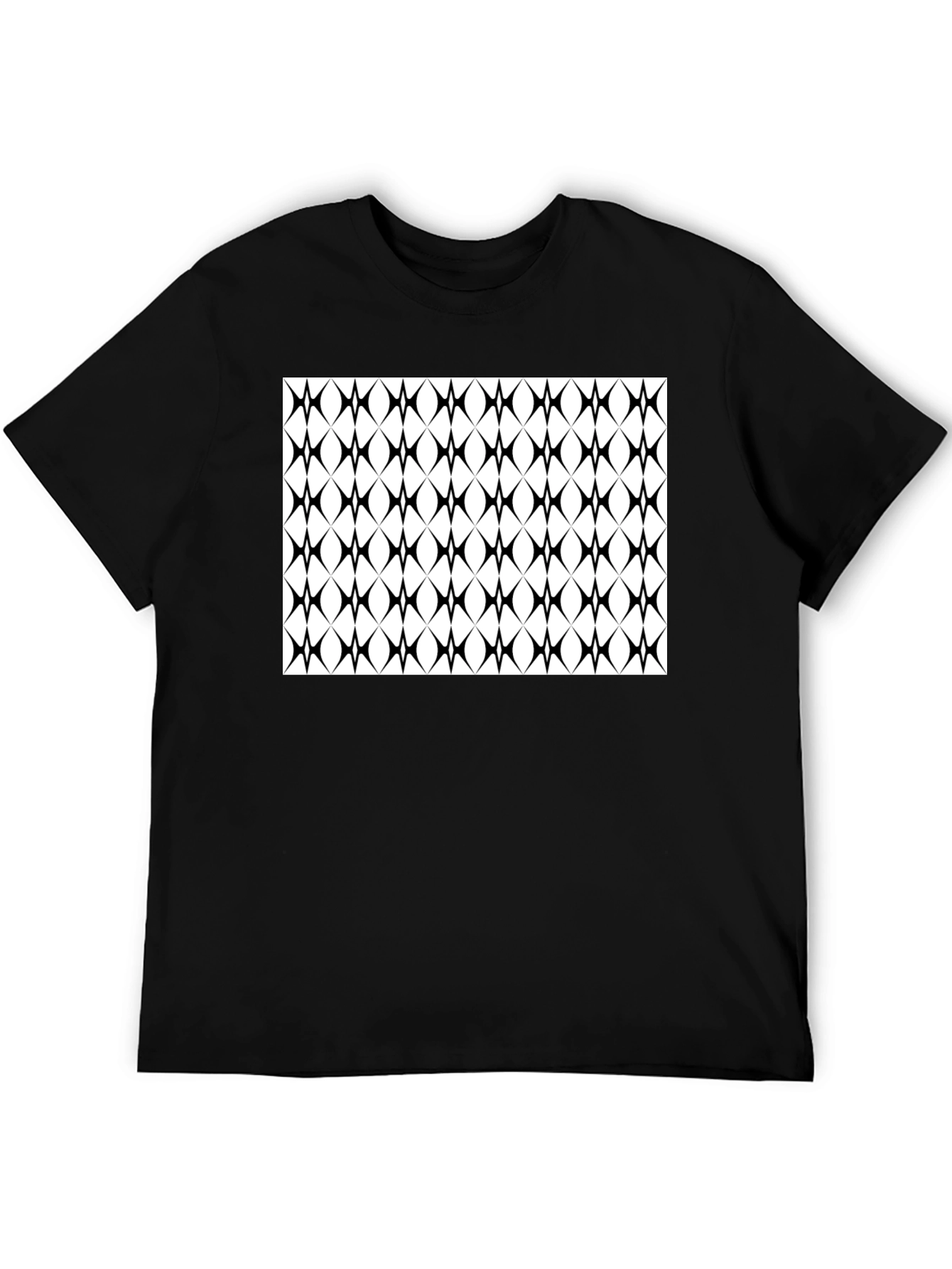 Modern Geometric Pattern Black T-Shirt