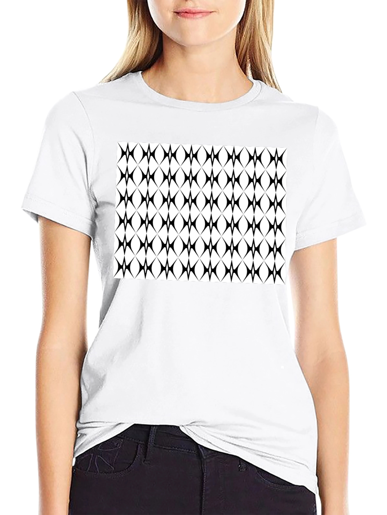 Modern Geometric Pattern Black T-Shirt