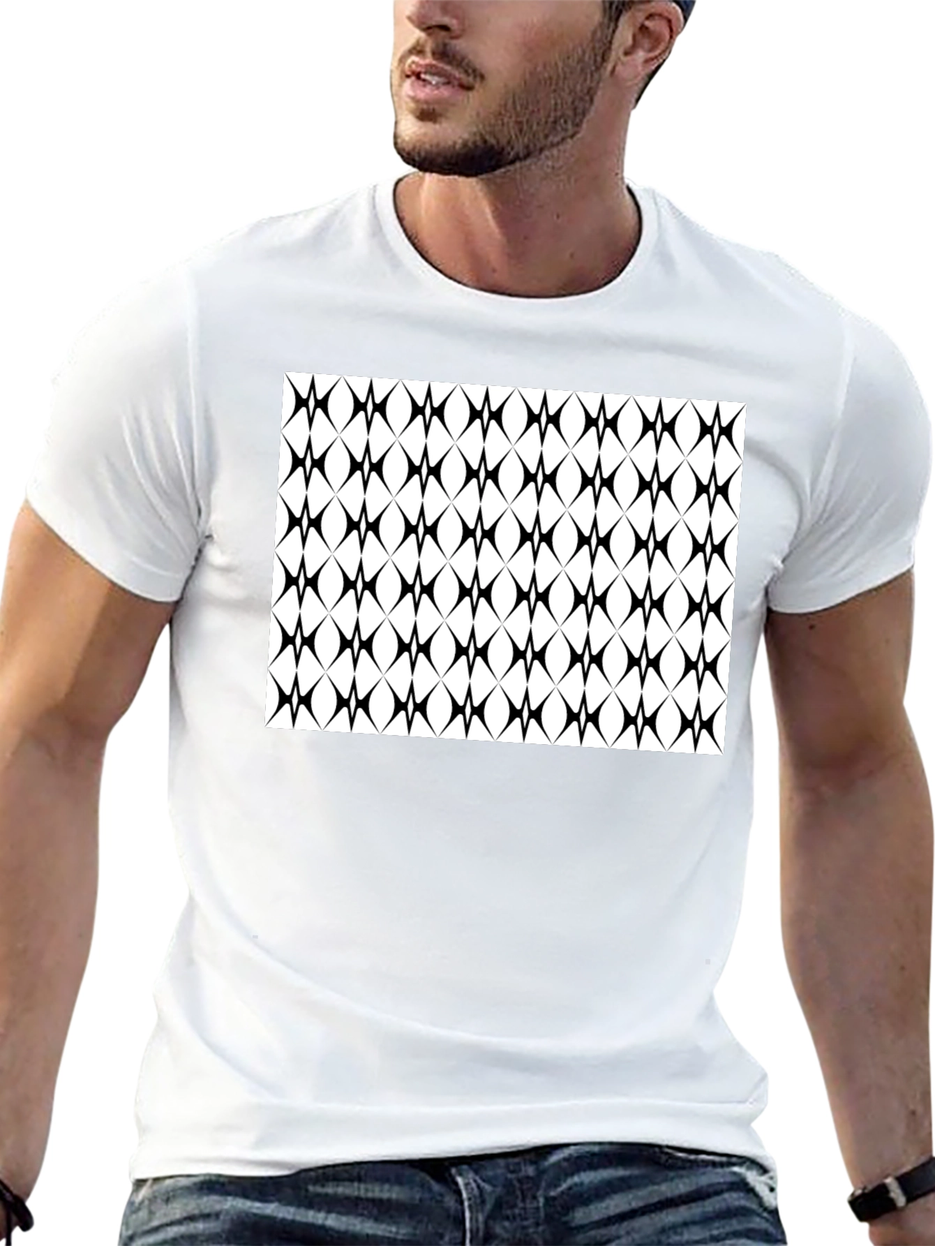 Modern Geometric Pattern Black T-Shirt