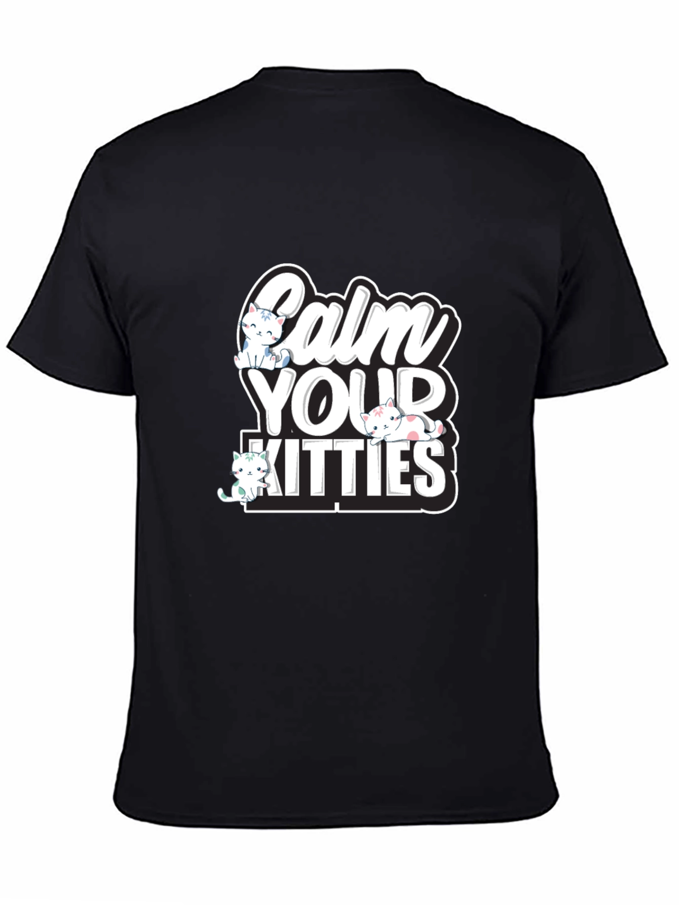 Calm Your Kitties Graphic T-Shirt - Black