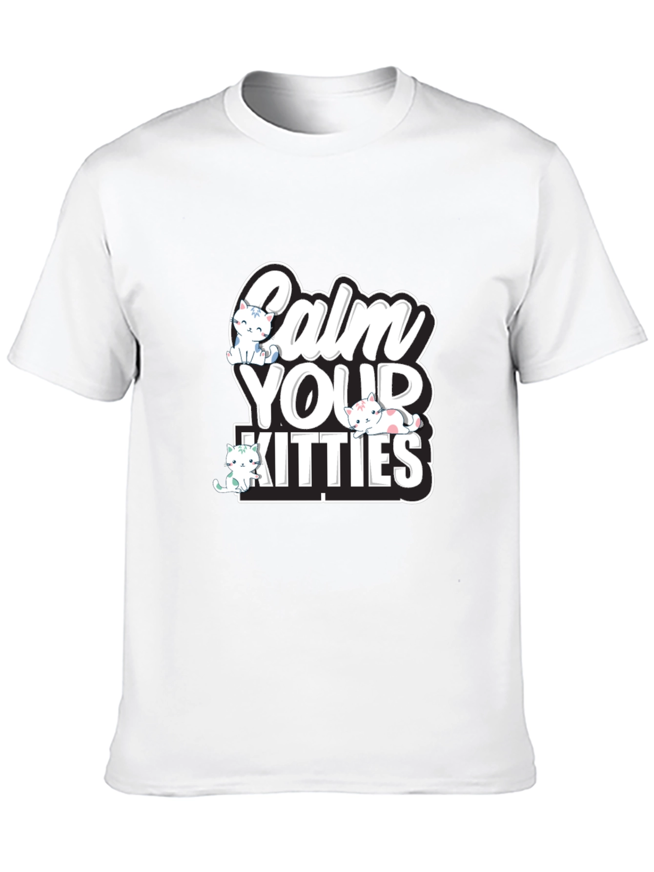 Calm Your Kitties Graphic T-Shirt - Black