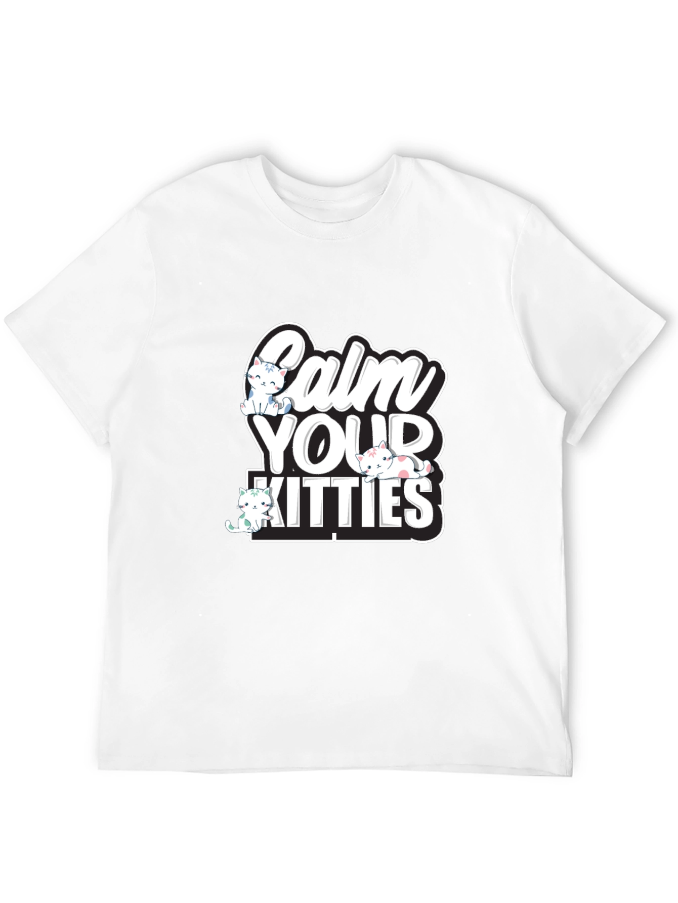 Calm Your Kitties Graphic T-Shirt - Black
