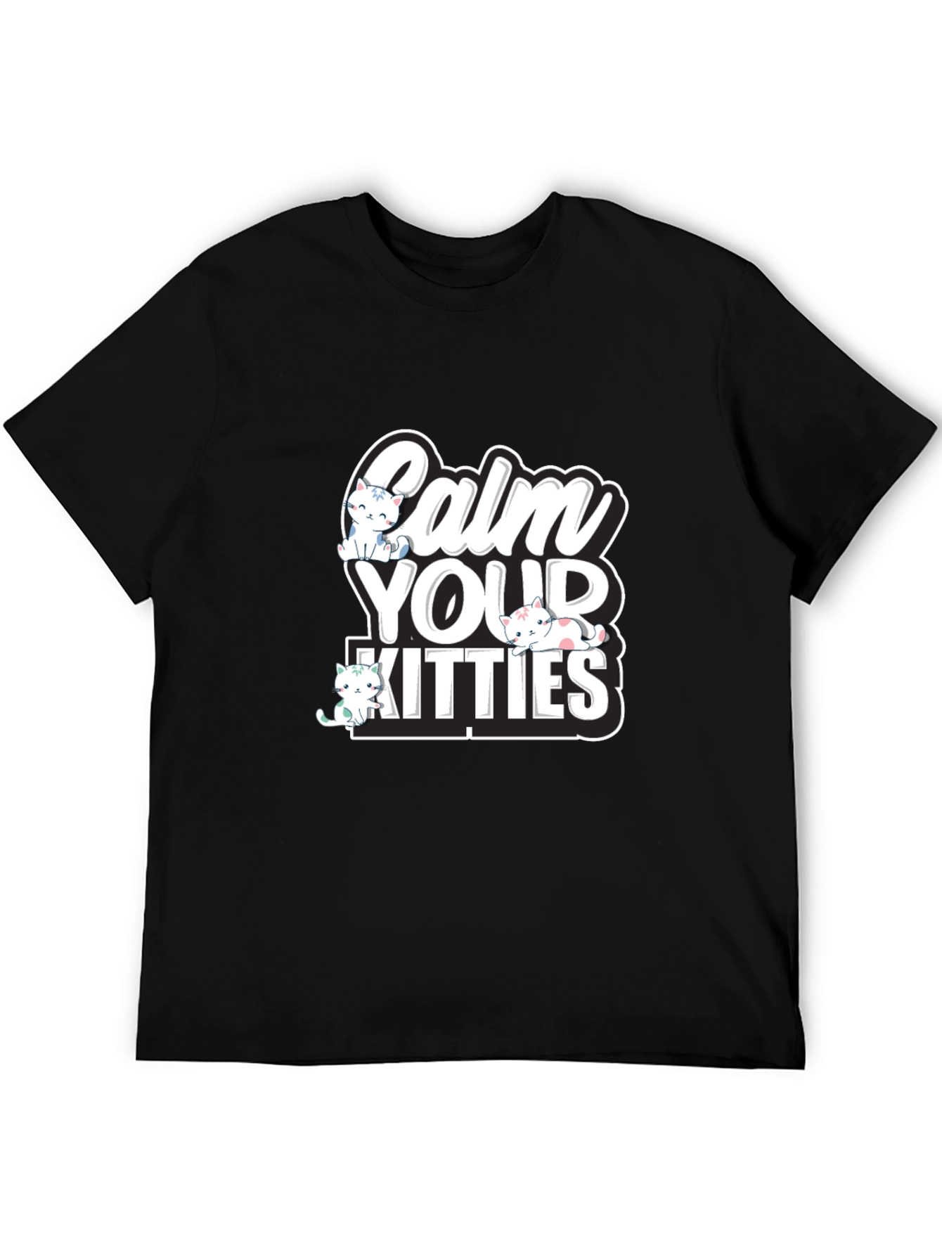 Calm Your Kitties Graphic T-Shirt - Black