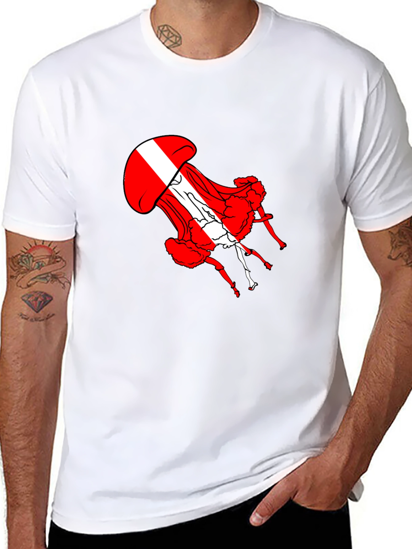 Red Jellyfish Graphic Tee - Unique Design