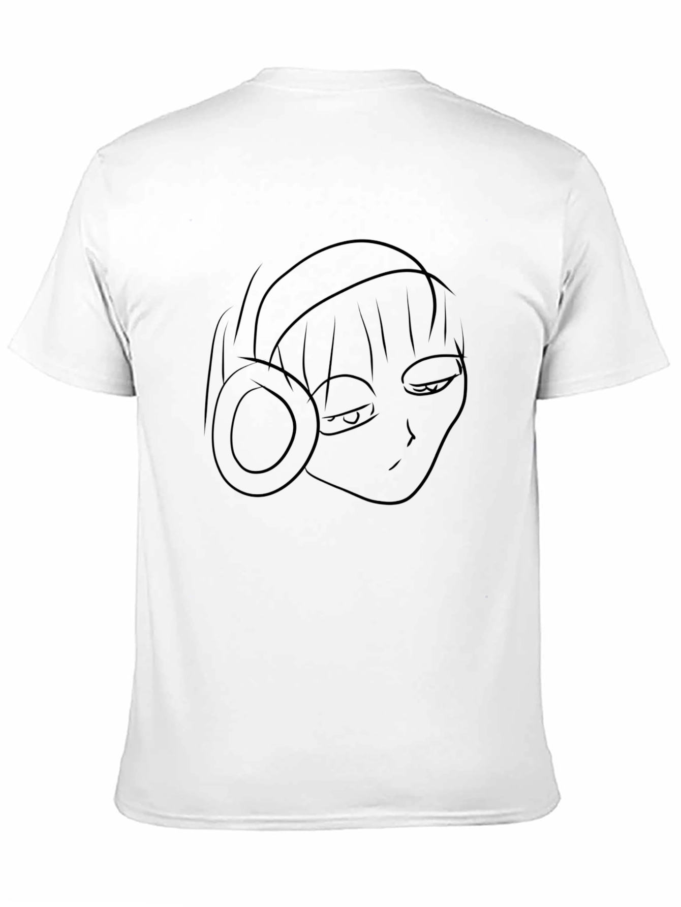 Minimalist Anime Girl Headphones Black T-Shirt