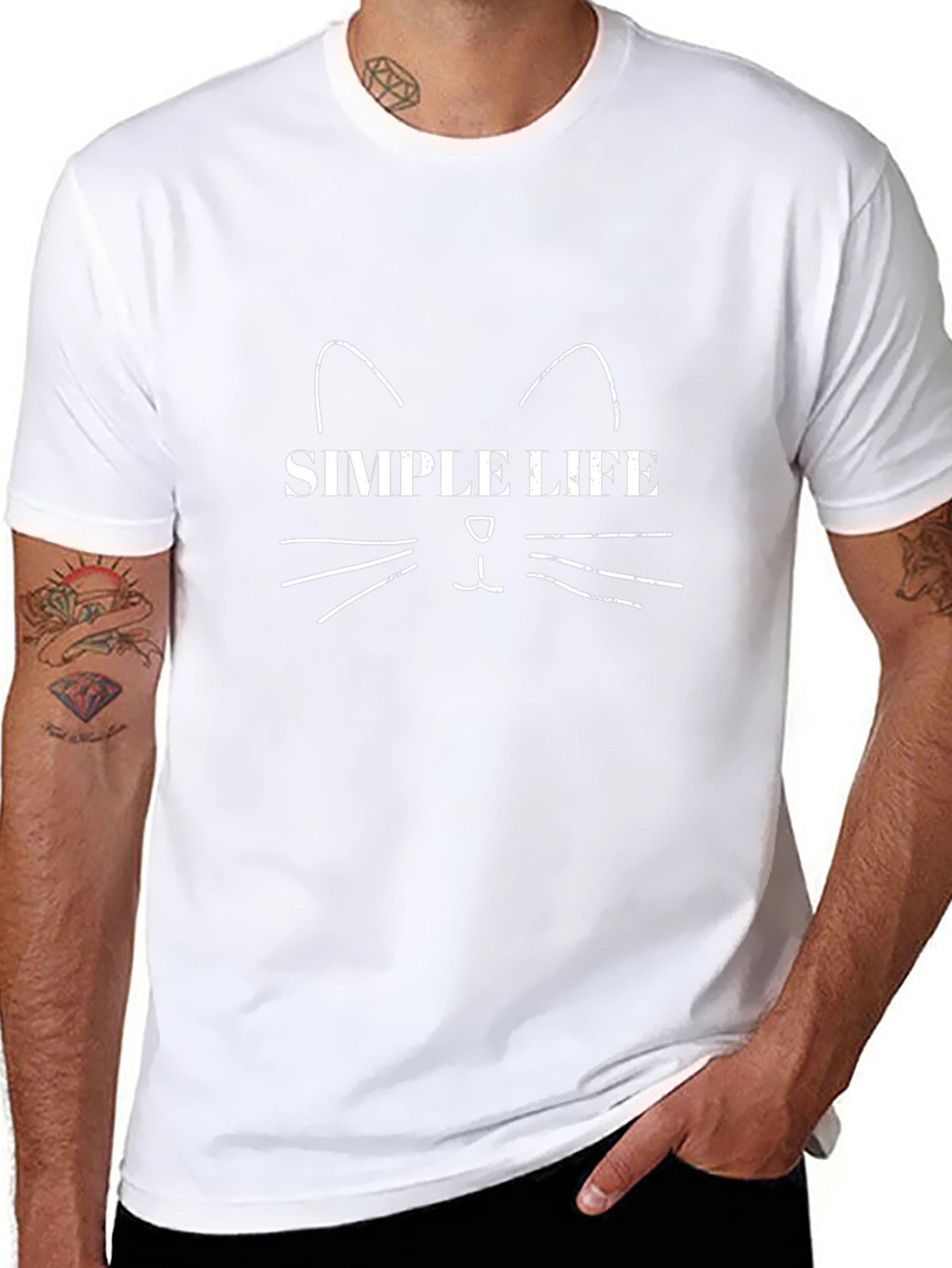 Simple Life Cat Graphic Tee - Trendy Casual Style