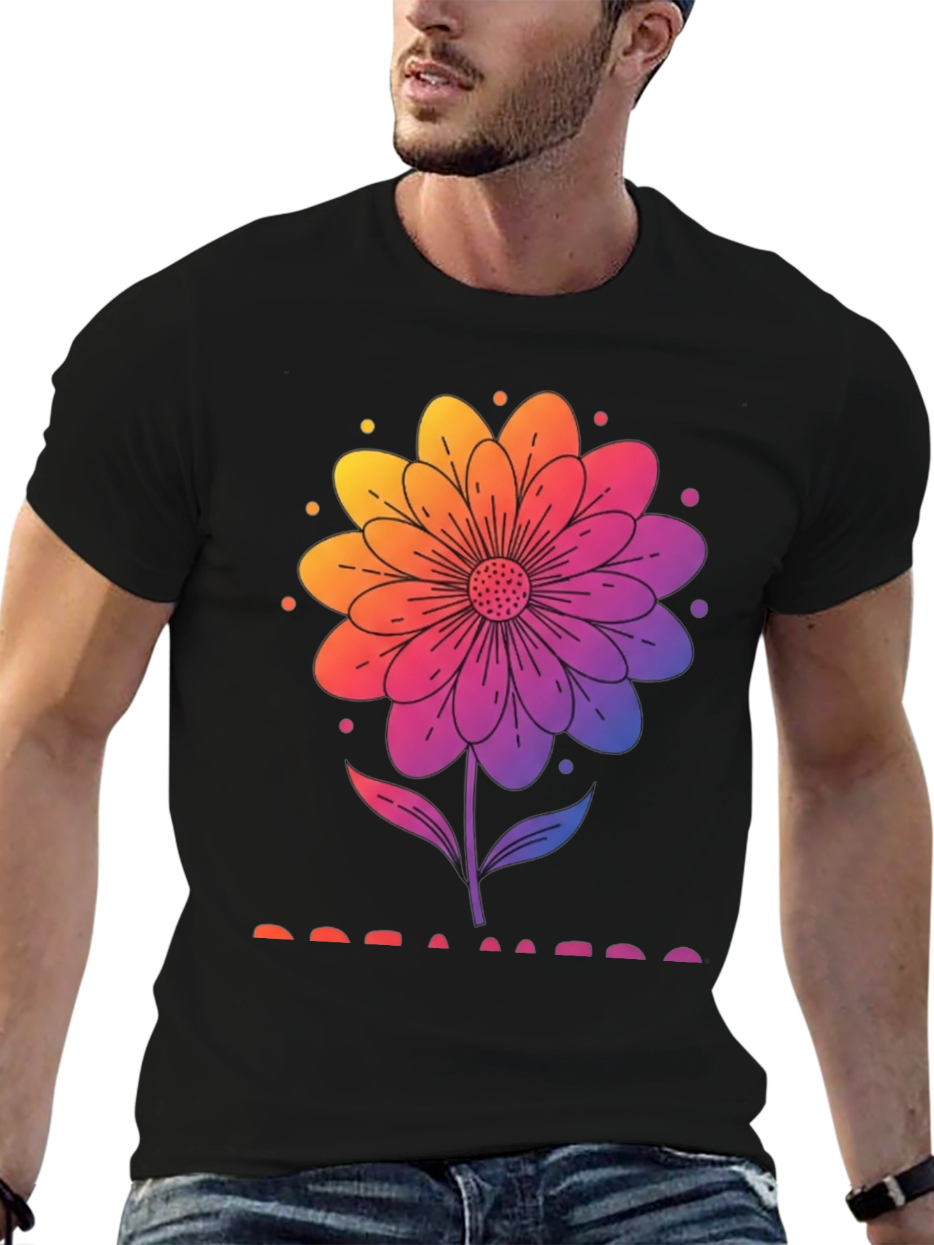 Rainbow Flower Graphic T-Shirt