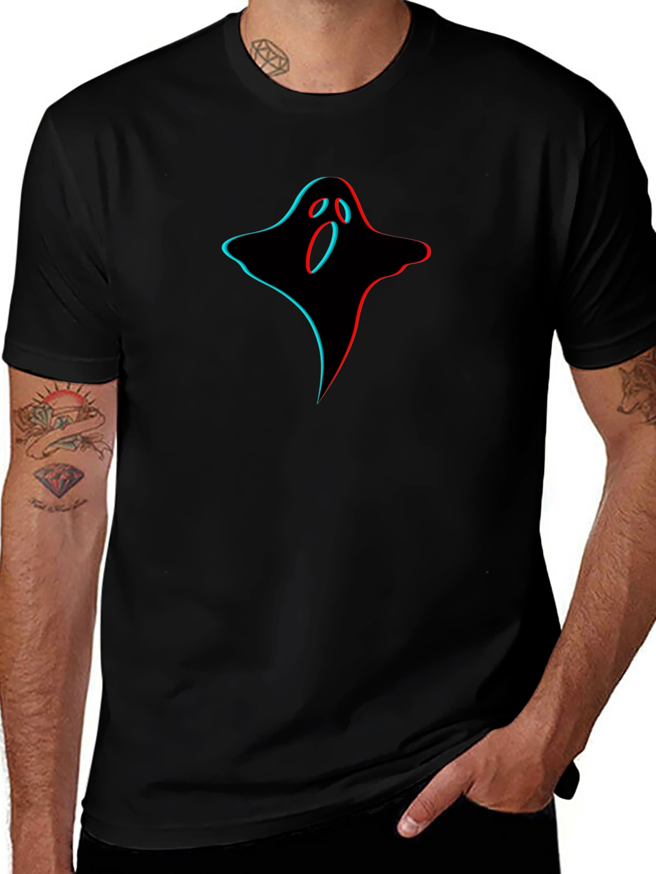 3D Ghost Graphic Black T-Shirt