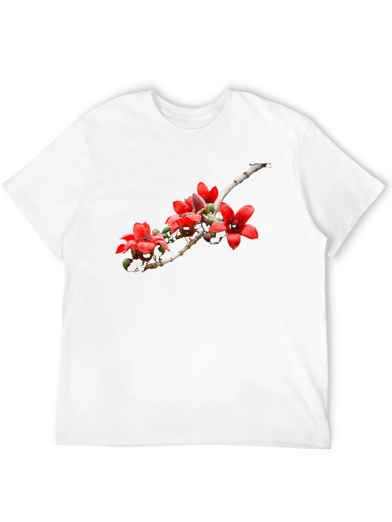 Floral Print Black Crew Neck T-Shirt
