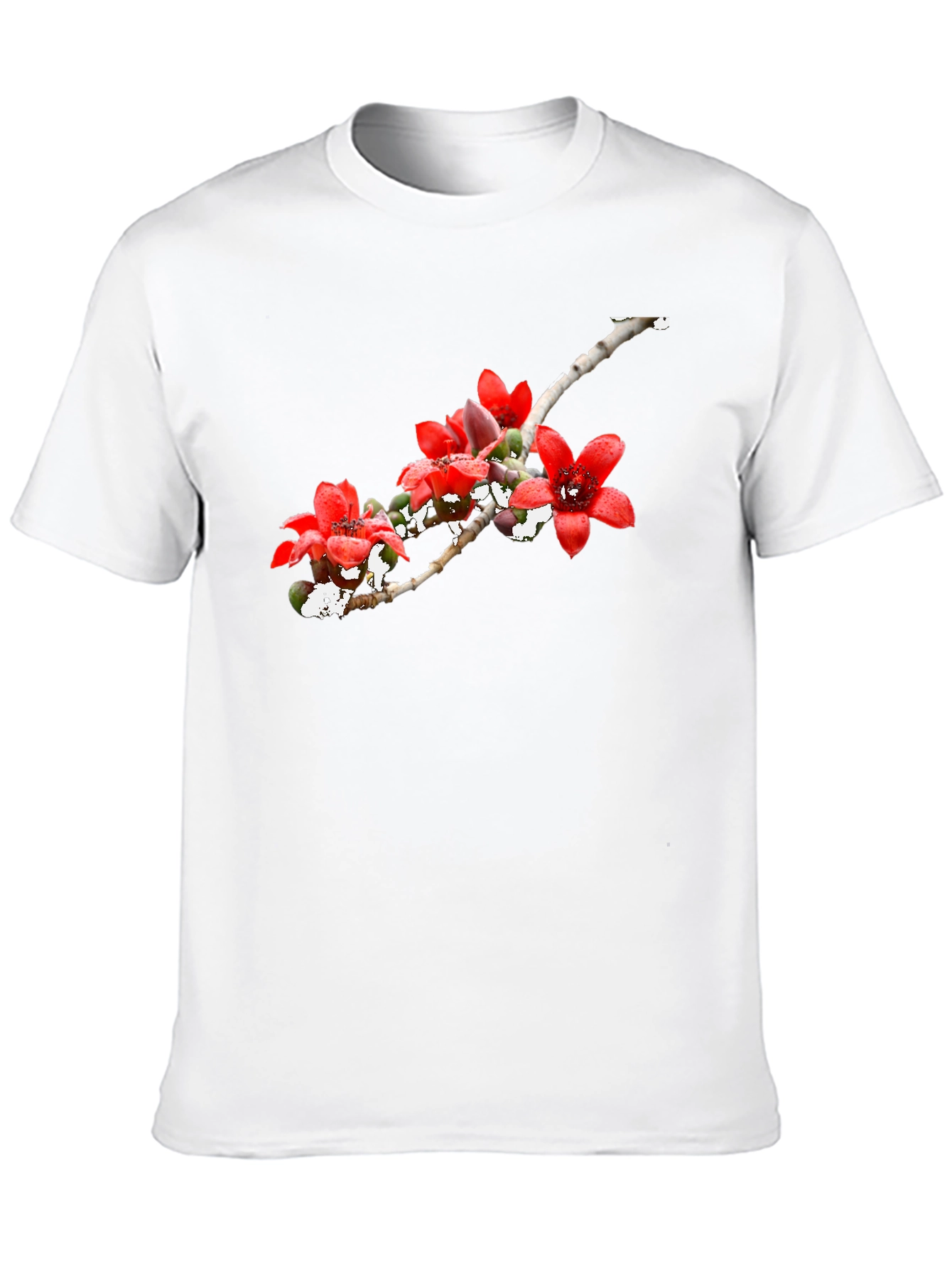 Floral Print Black Crew Neck T-Shirt