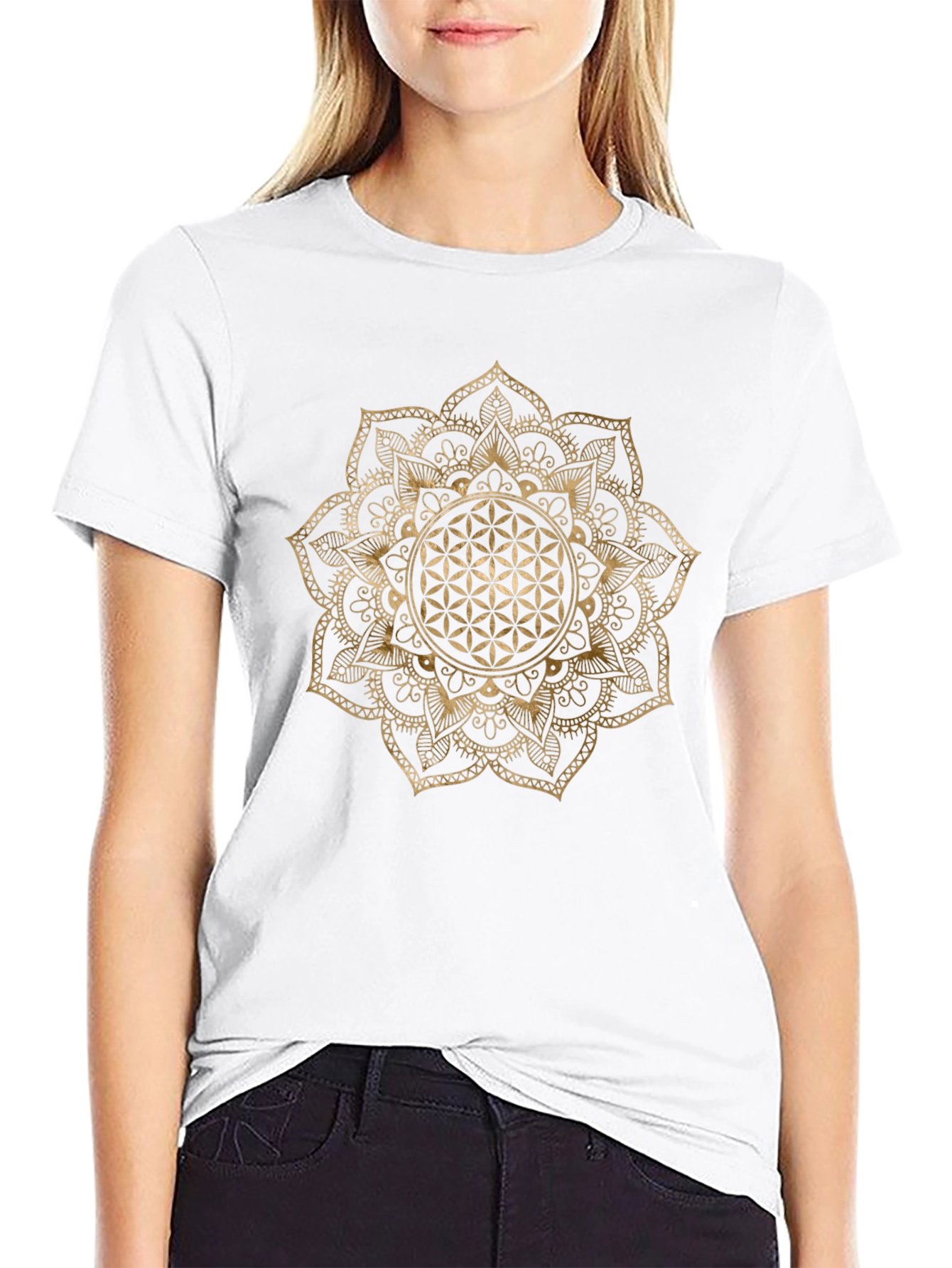 Geometric Flower of Life Graphic T-Shirt