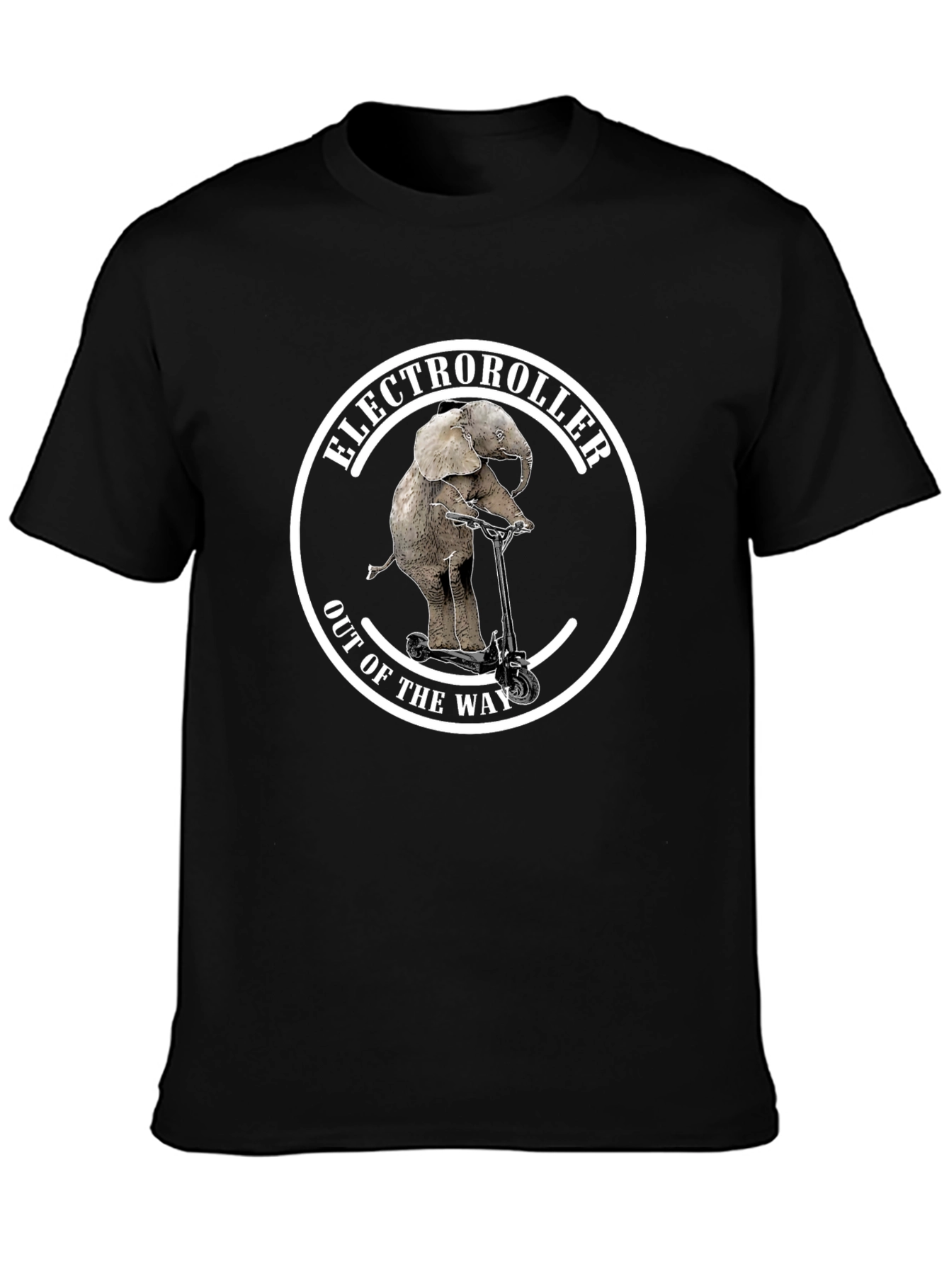 ElectroRoller T-Shirt - Elephant on Scooter Design