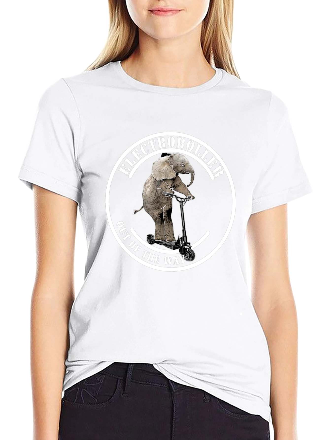 ElectroRoller T-Shirt - Elephant on Scooter Design