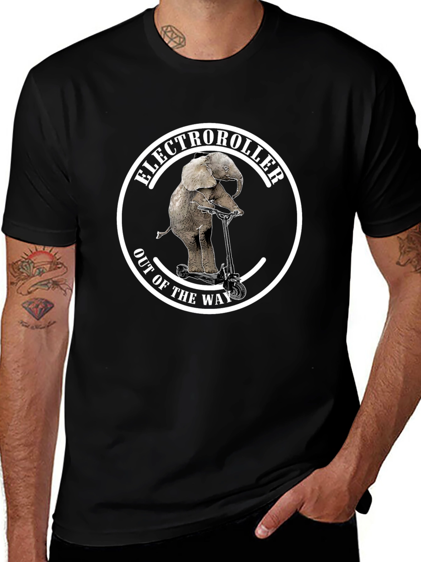 ElectroRoller T-Shirt - Elephant on Scooter Design