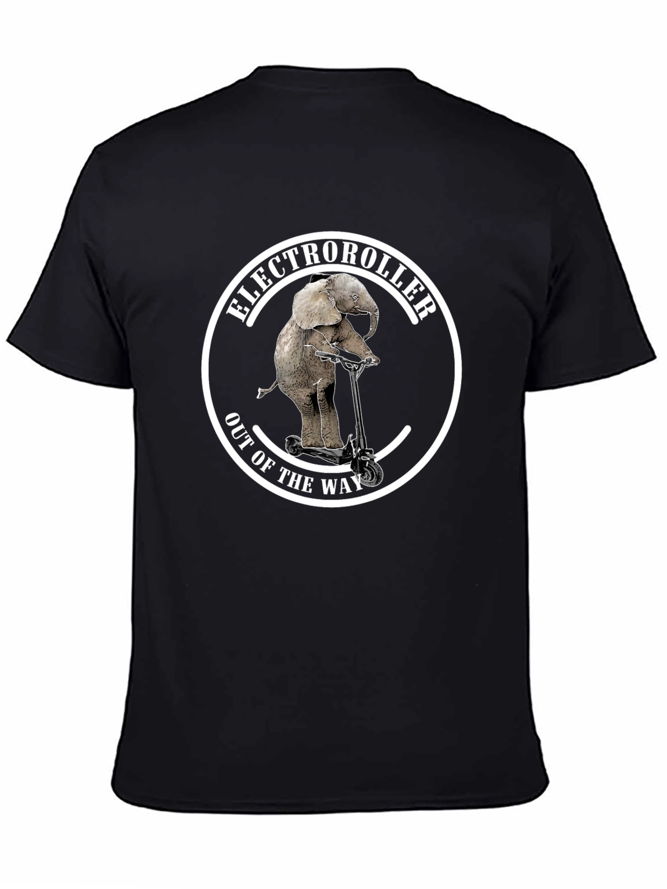 ElectroRoller T-Shirt - Elephant on Scooter Design