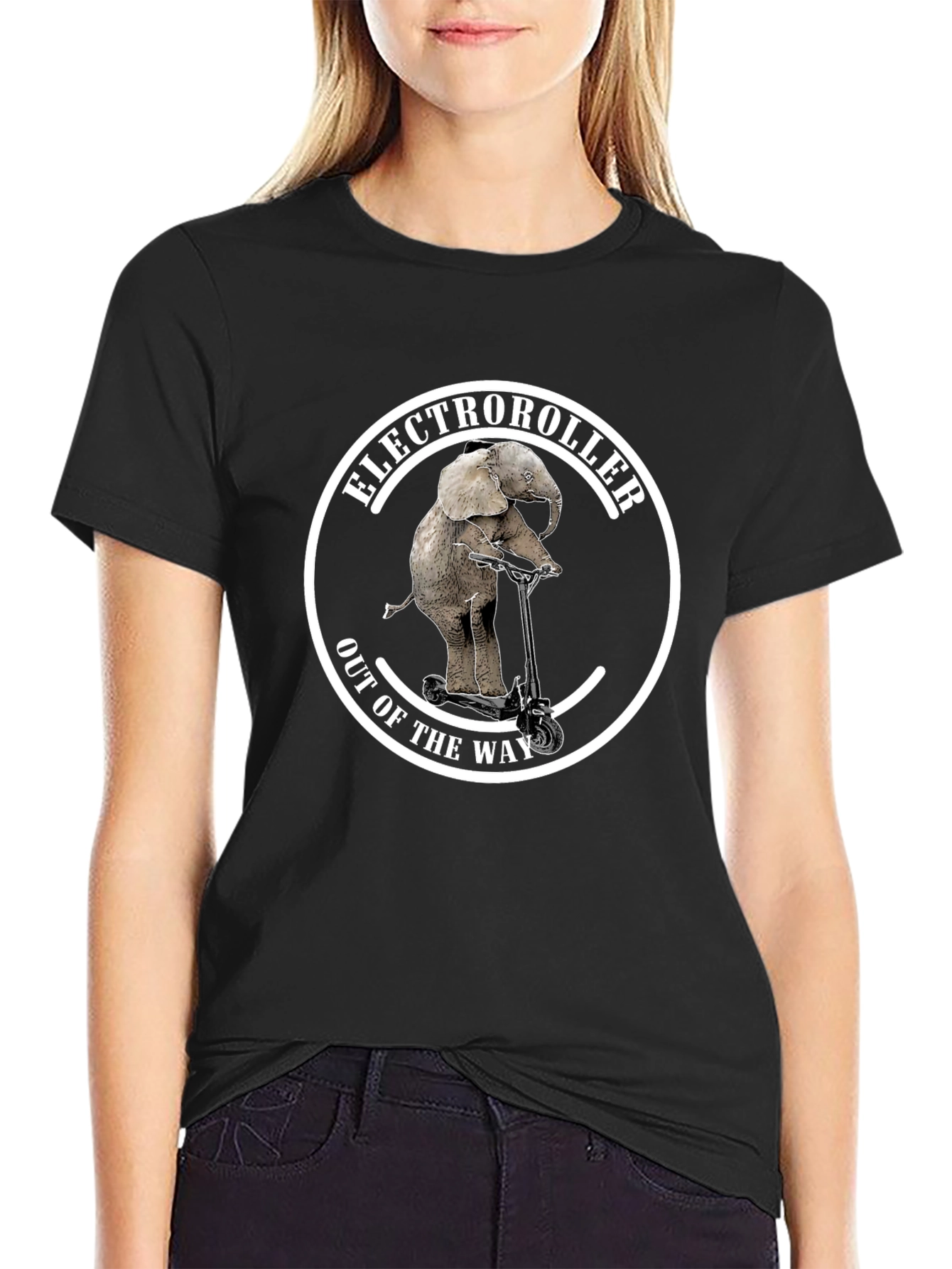 ElectroRoller T-Shirt - Elephant on Scooter Design