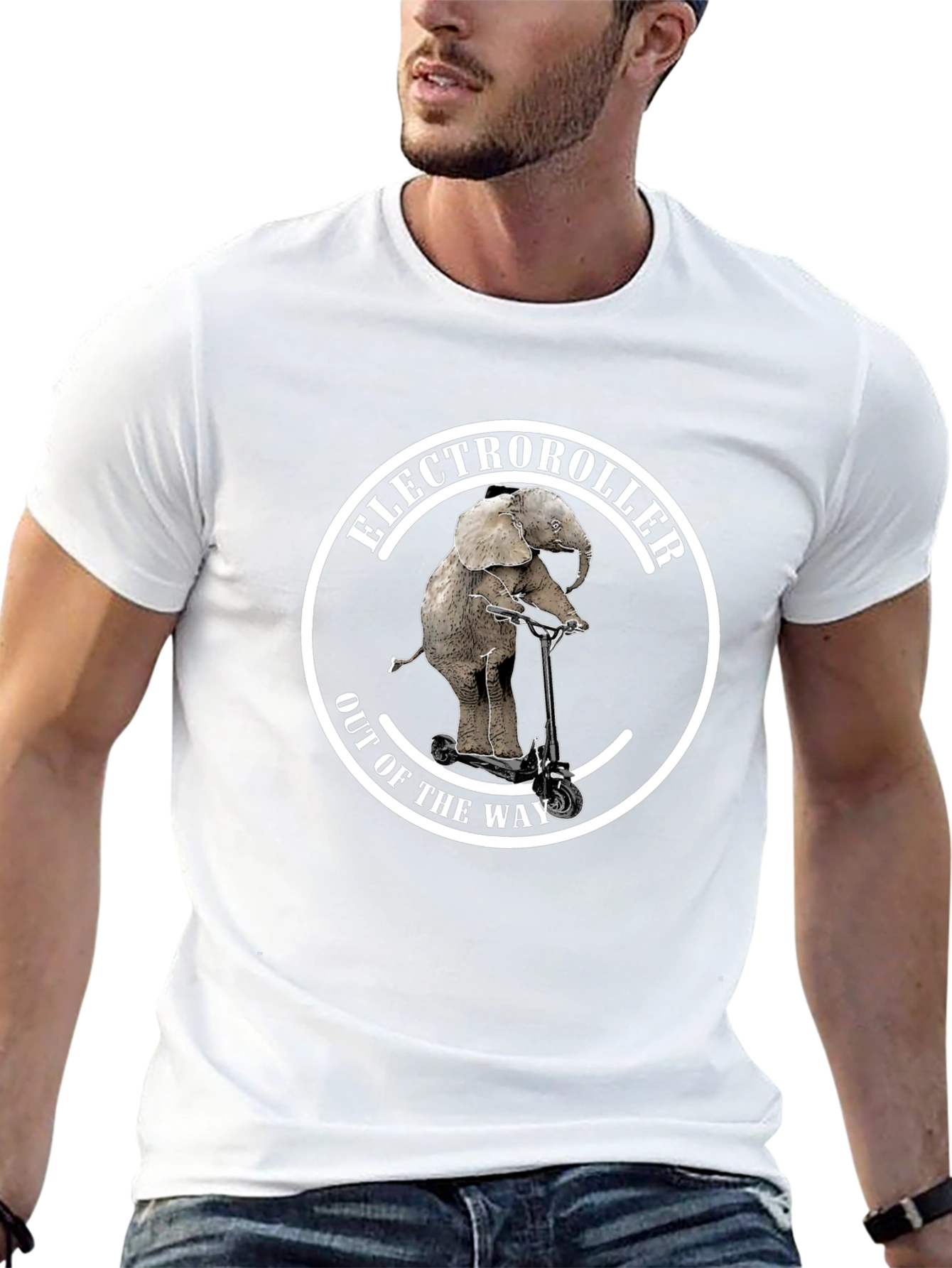 ElectroRoller T-Shirt - Elephant on Scooter Design