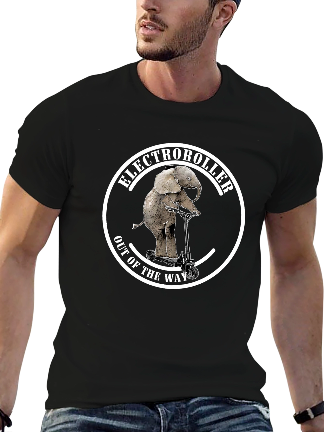 ElectroRoller T-Shirt - Elephant on Scooter Design