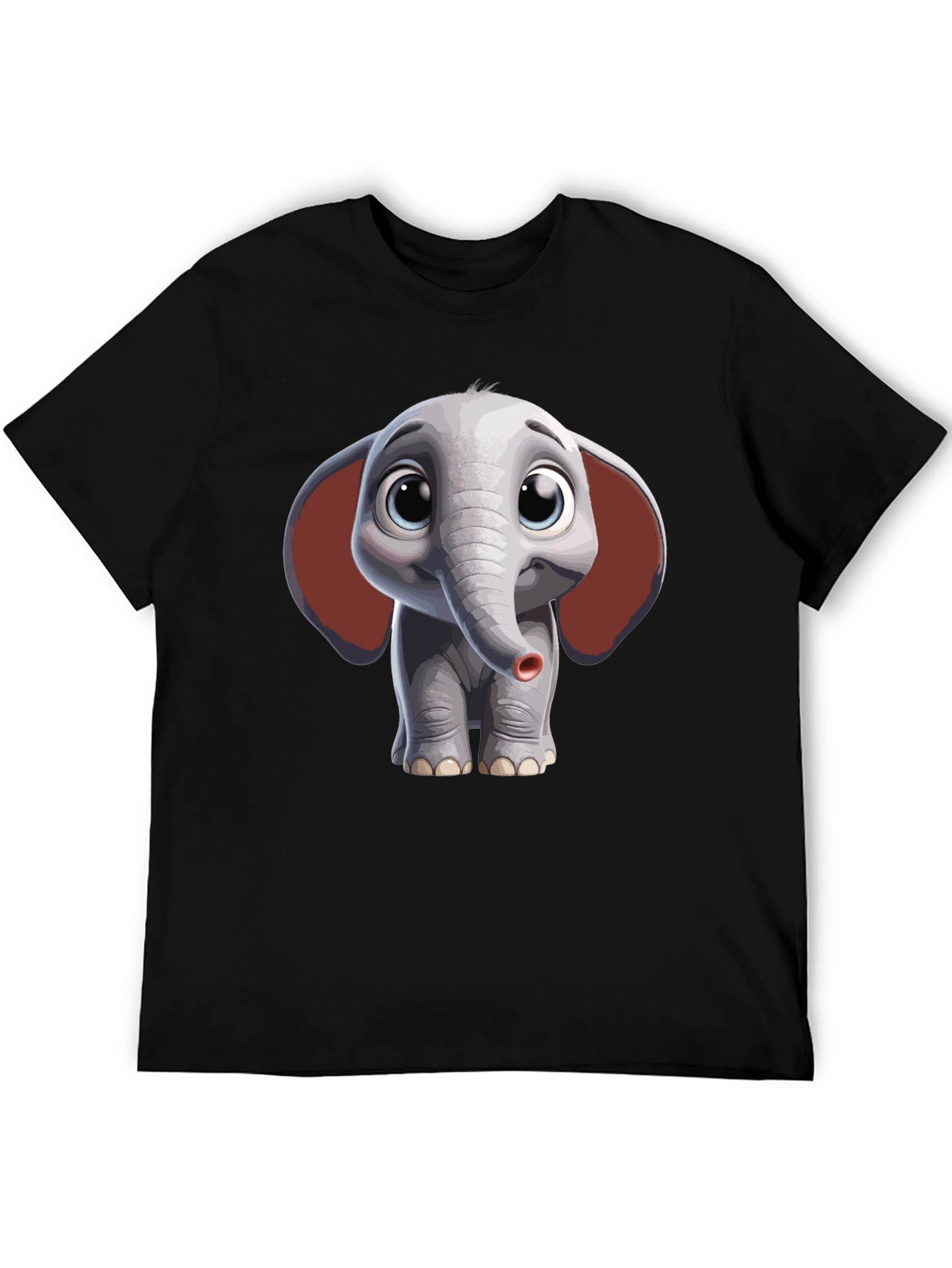 Cute Elephant Graphic Tee - Soft Cotton Black T-Shirt