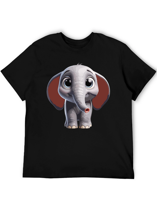 Cute Elephant Graphic Tee - Soft Cotton Black T-Shirt
