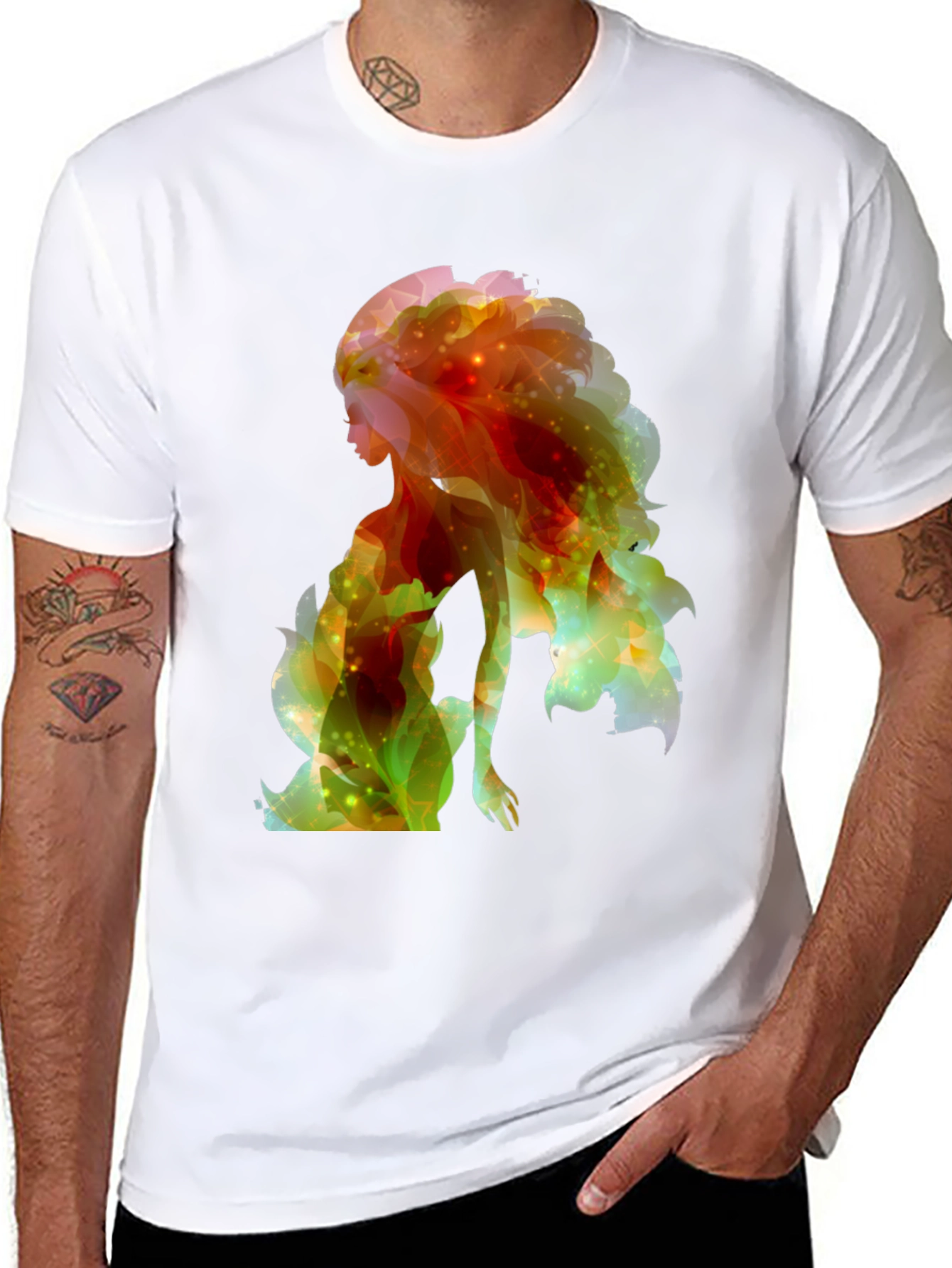 Abstract Woman Graphic Tee - Trendy Black Shirt