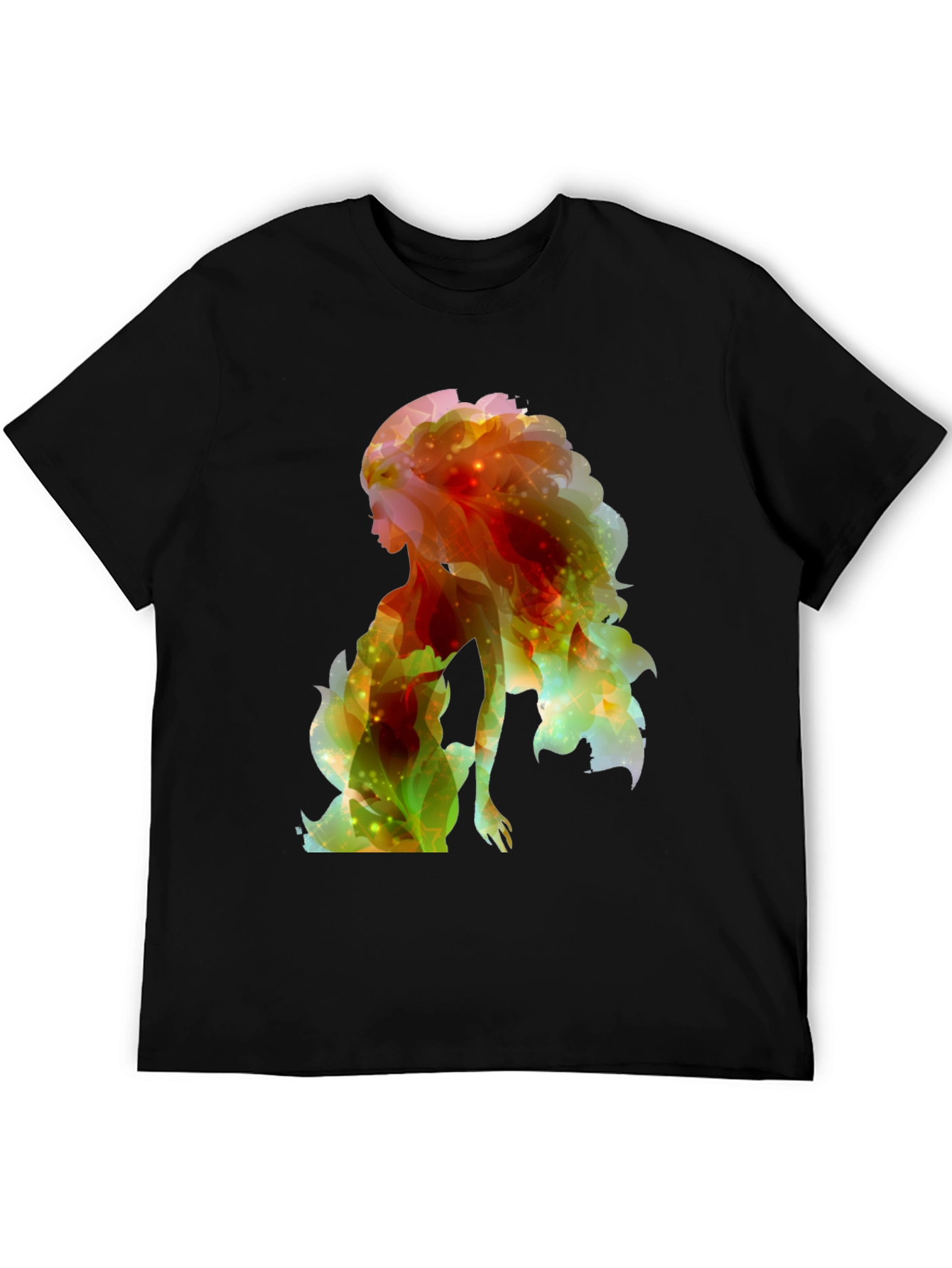 Abstract Woman Graphic Tee - Trendy Black Shirt