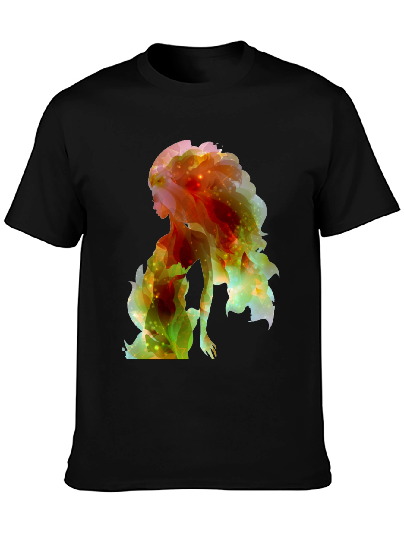 Abstract Woman Graphic Tee - Trendy Black Shirt