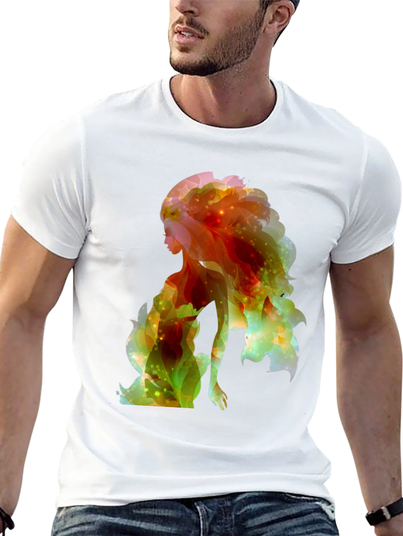 Abstract Woman Graphic Tee - Trendy Black Shirt