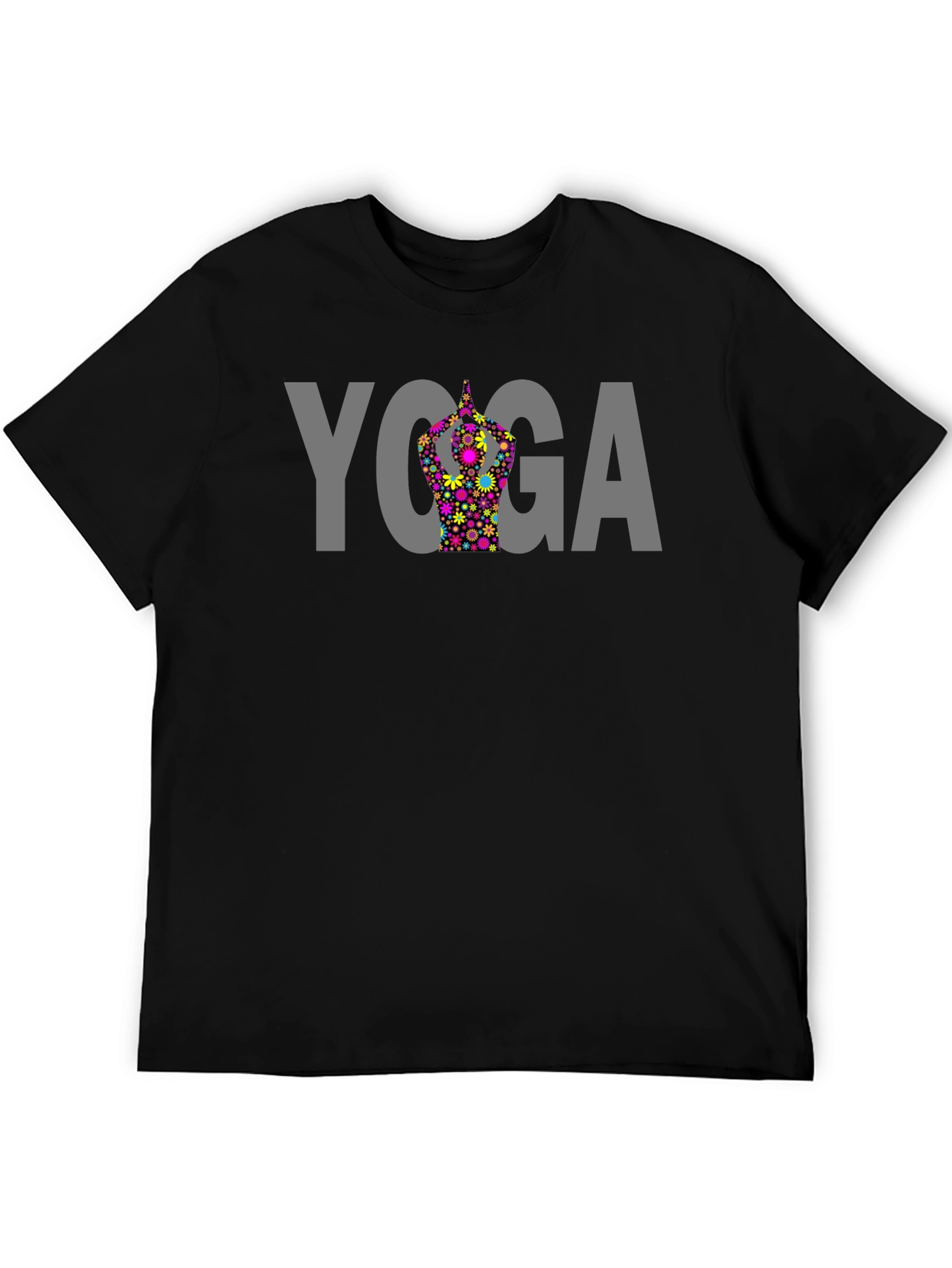 Yoga Floral Graphic Tee - Black