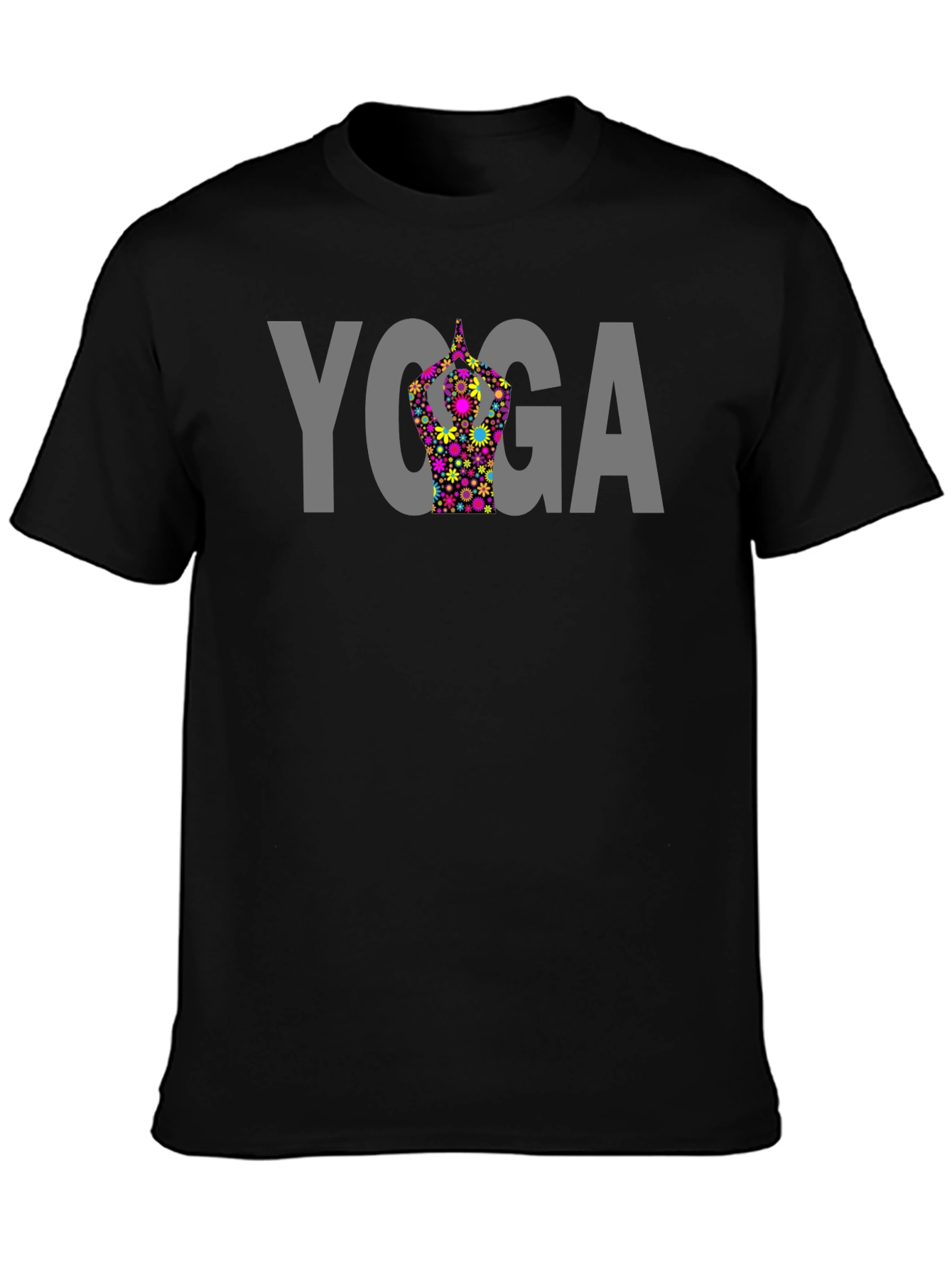 Yoga Floral Graphic Tee - Black