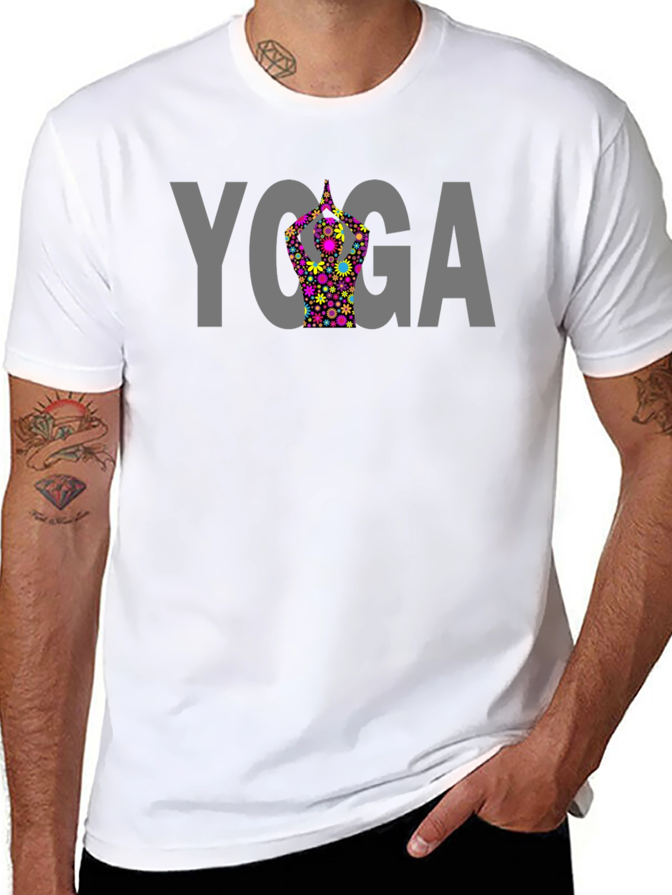 Yoga Floral Graphic Tee - Black