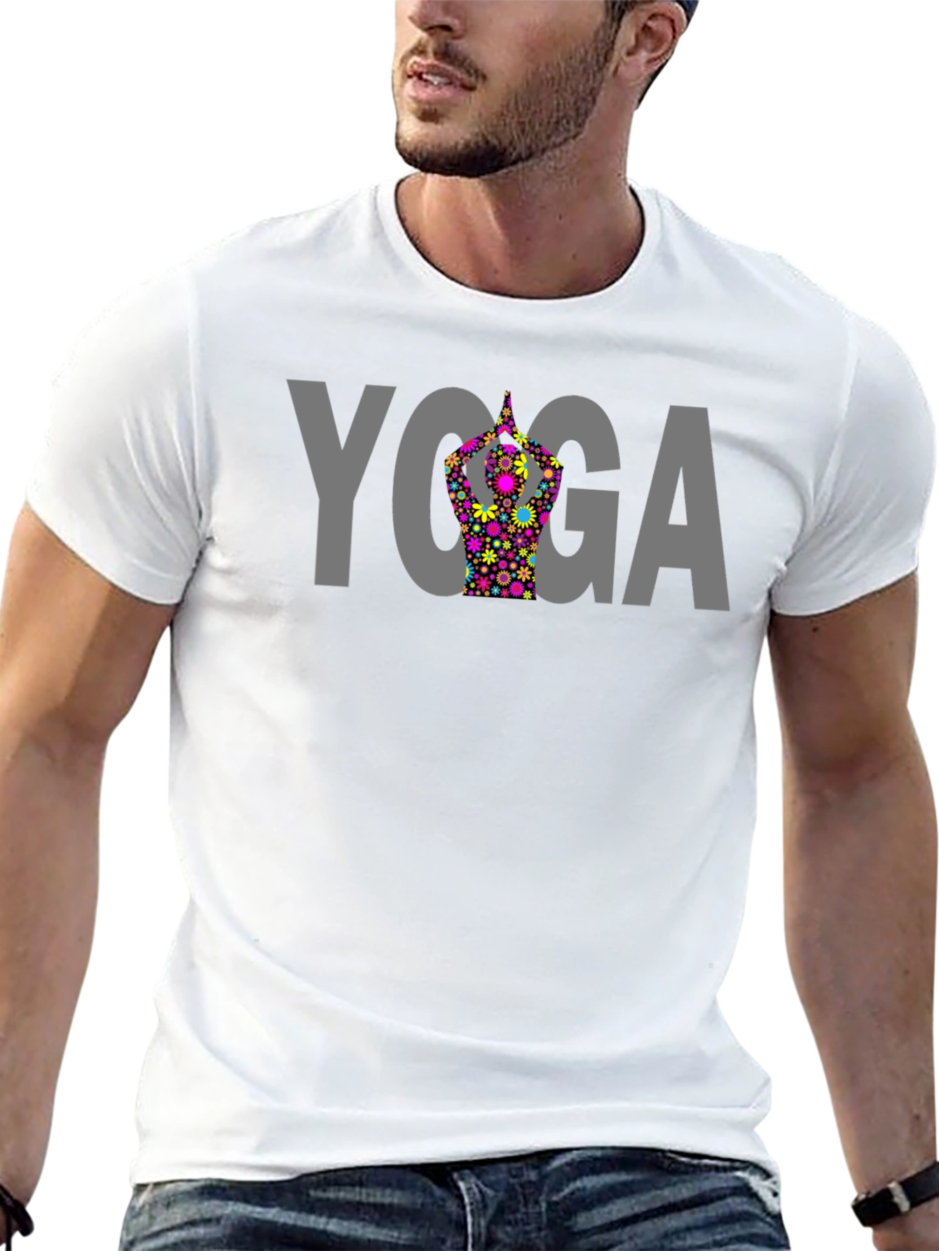 Yoga Floral Graphic Tee - Black