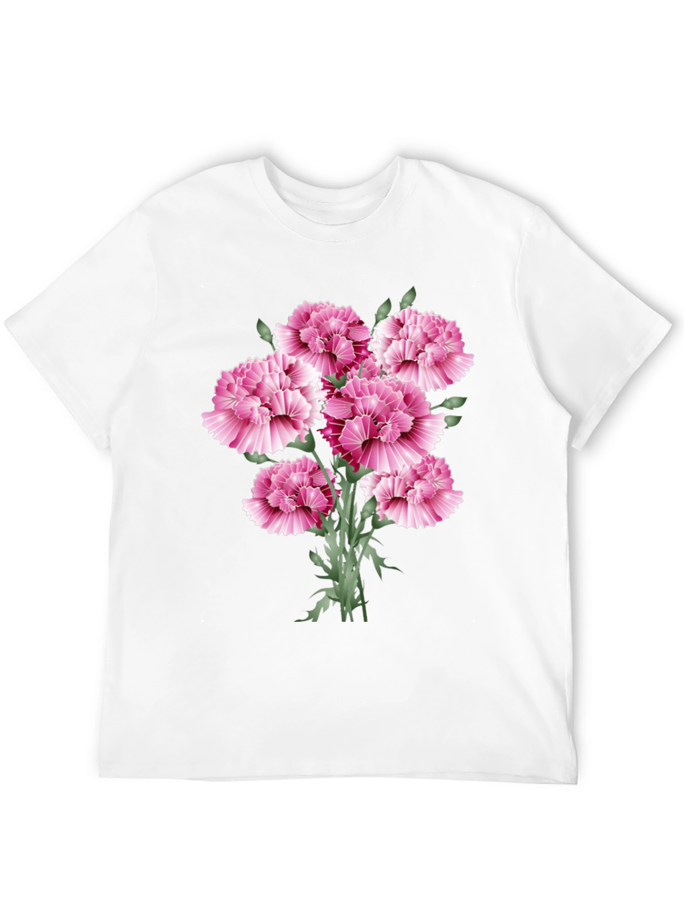 Floral Carnation Graphic Print Black T-Shirt