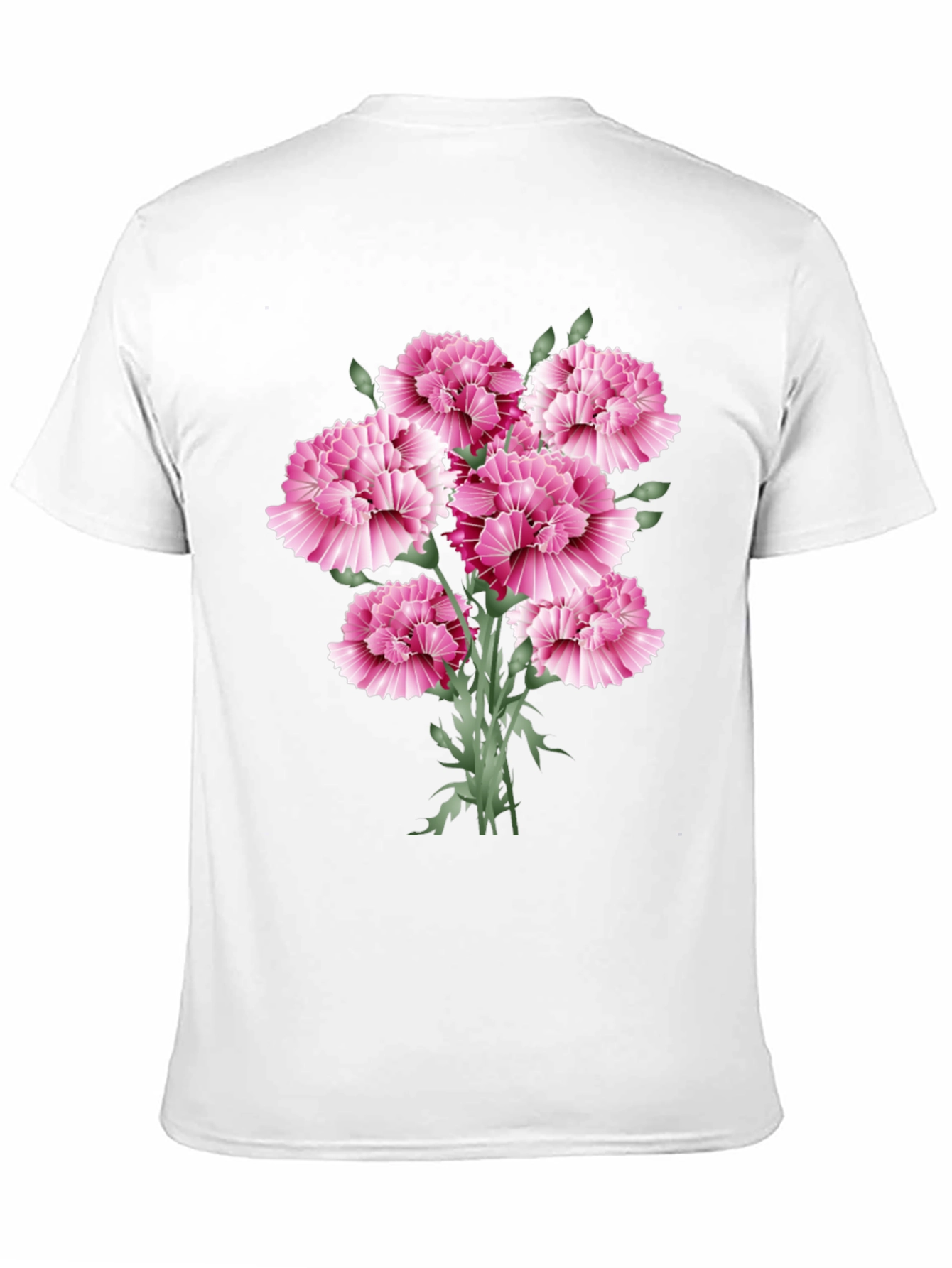 Floral Carnation Graphic Print Black T-Shirt