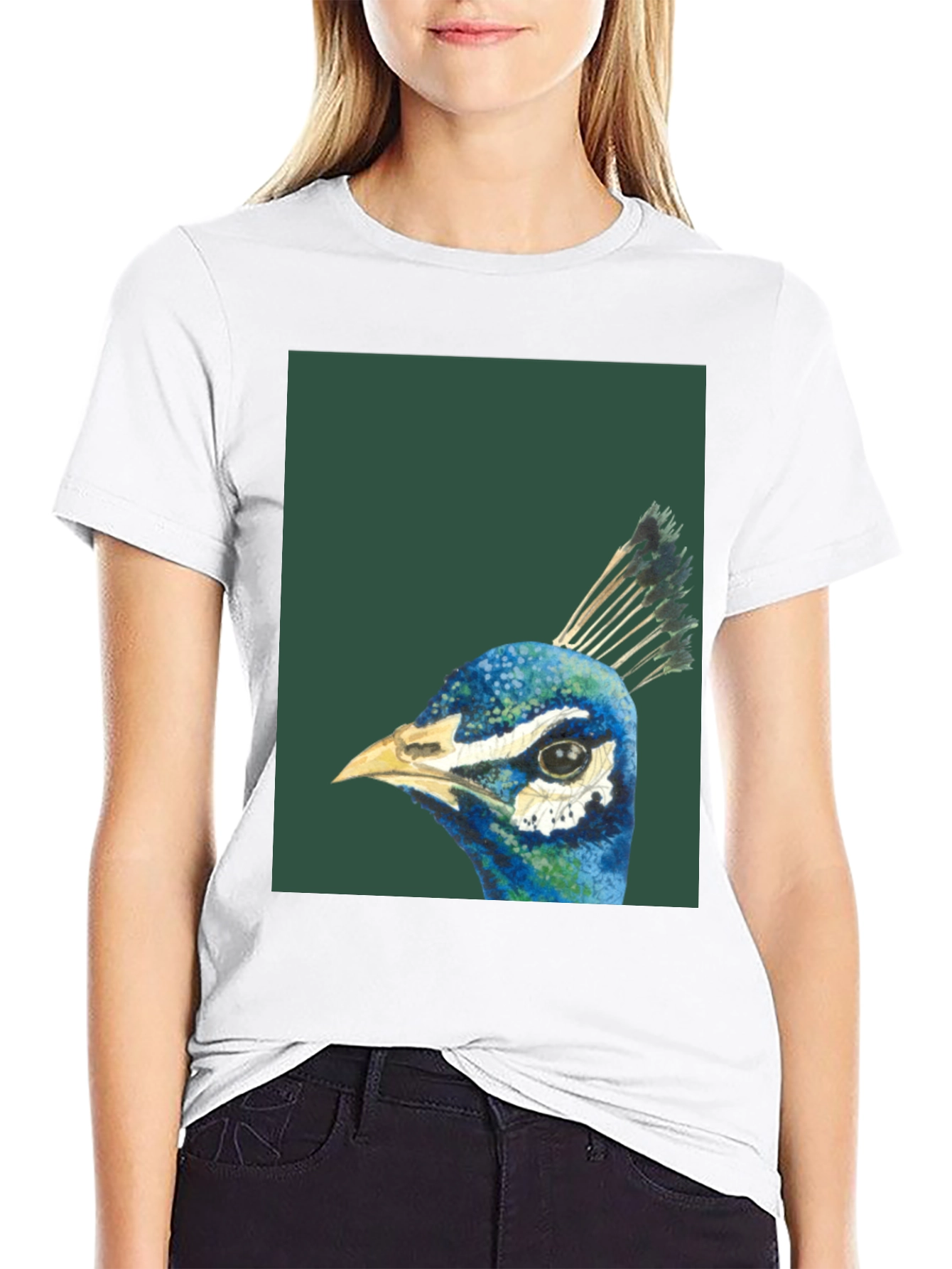 Peacock Head Graphic Tee - Stylish Black T-Shirt