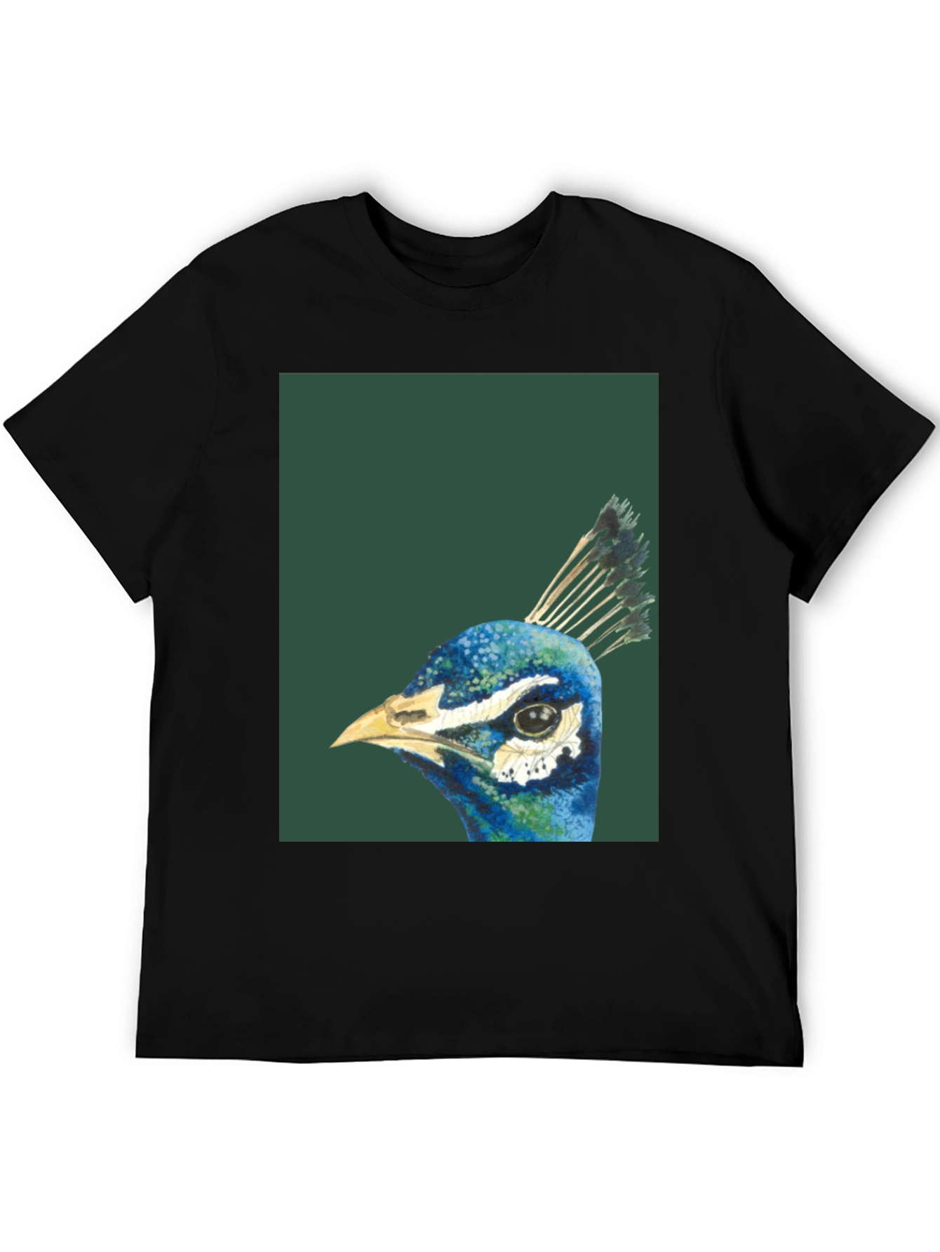 Peacock Head Graphic Tee - Stylish Black T-Shirt