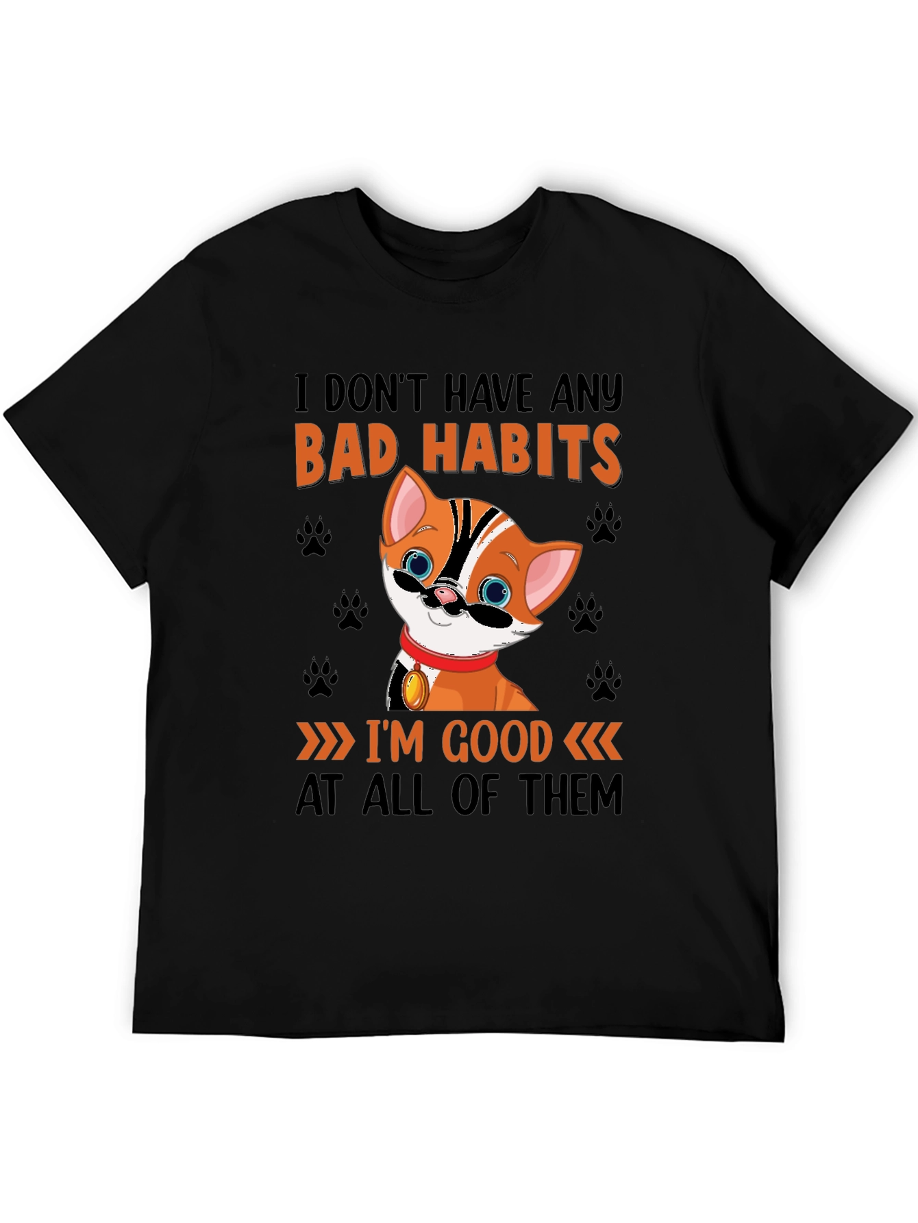 Funny Cat Bad Habits Graphic T-Shirt