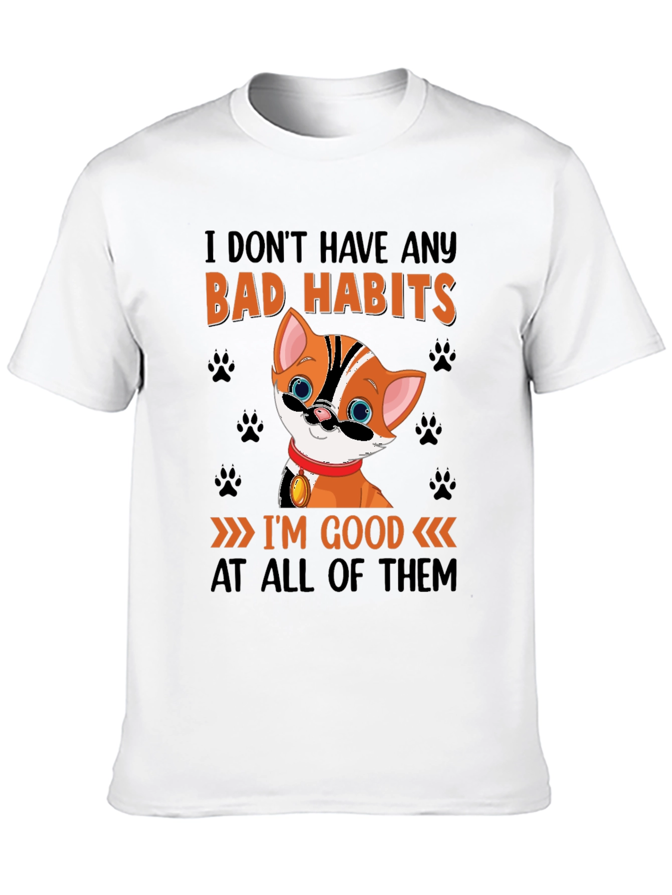 Funny Cat Bad Habits Graphic T-Shirt