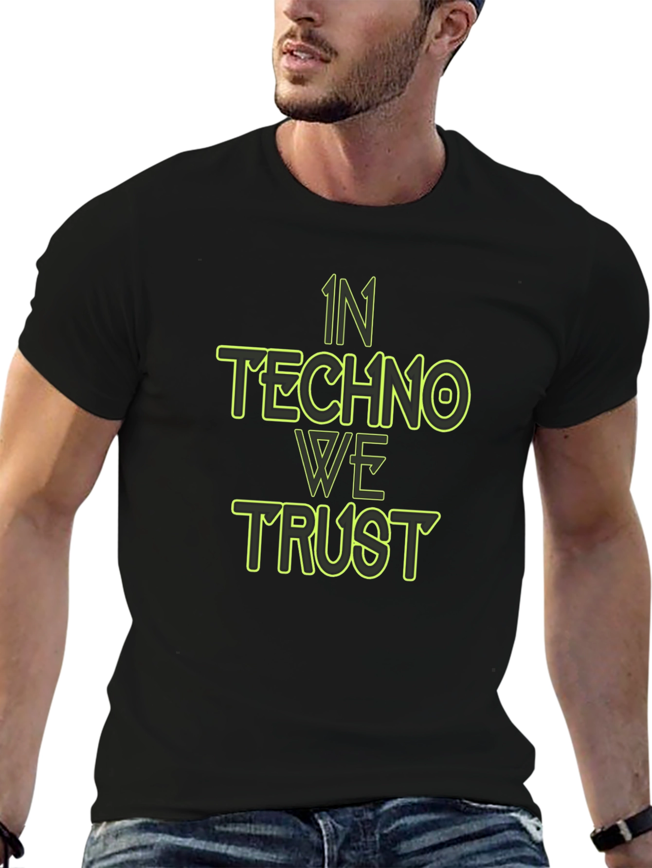 In Techno We Trust Graphic Tee - Black