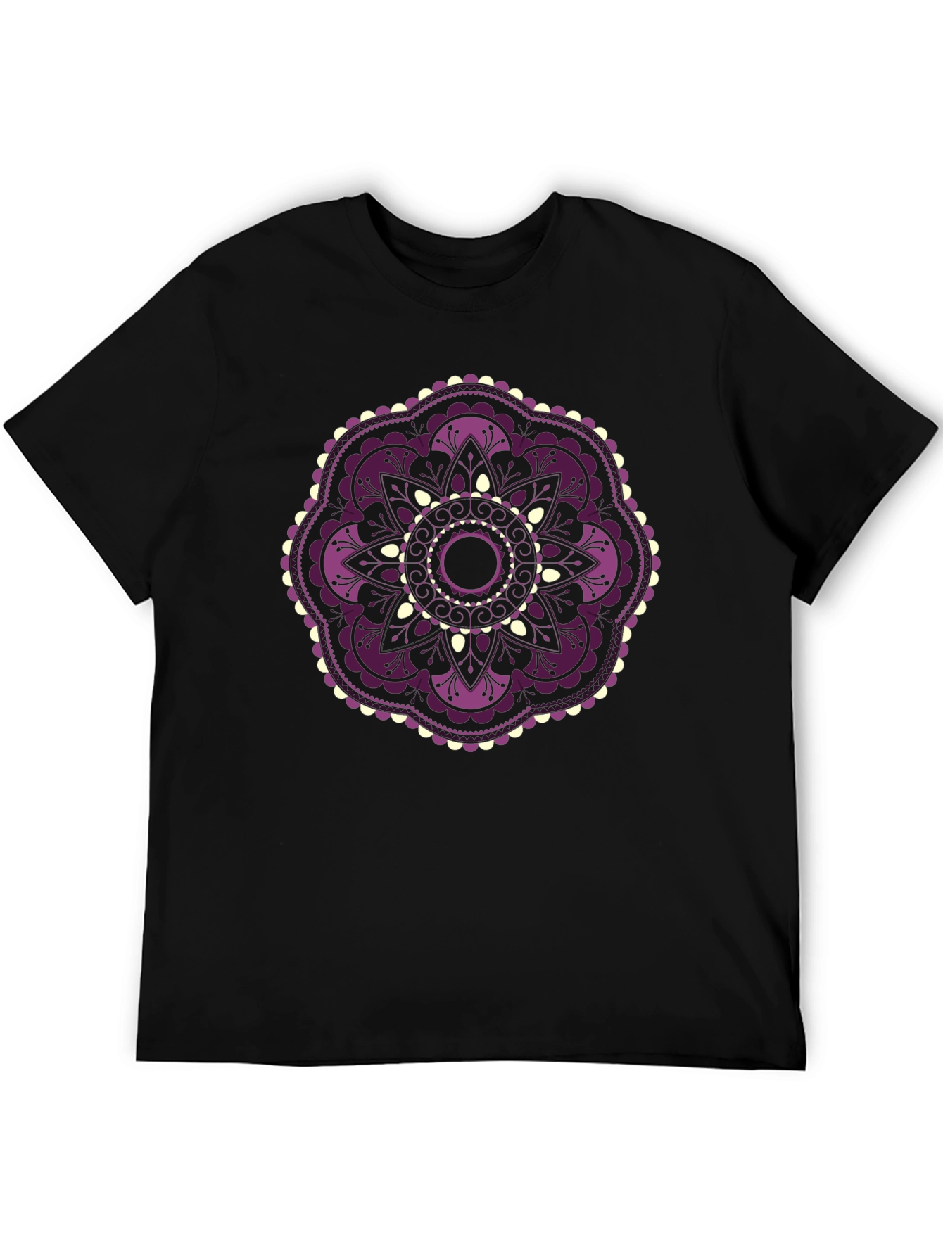 Floral Mandala Graphic Black T-Shirt