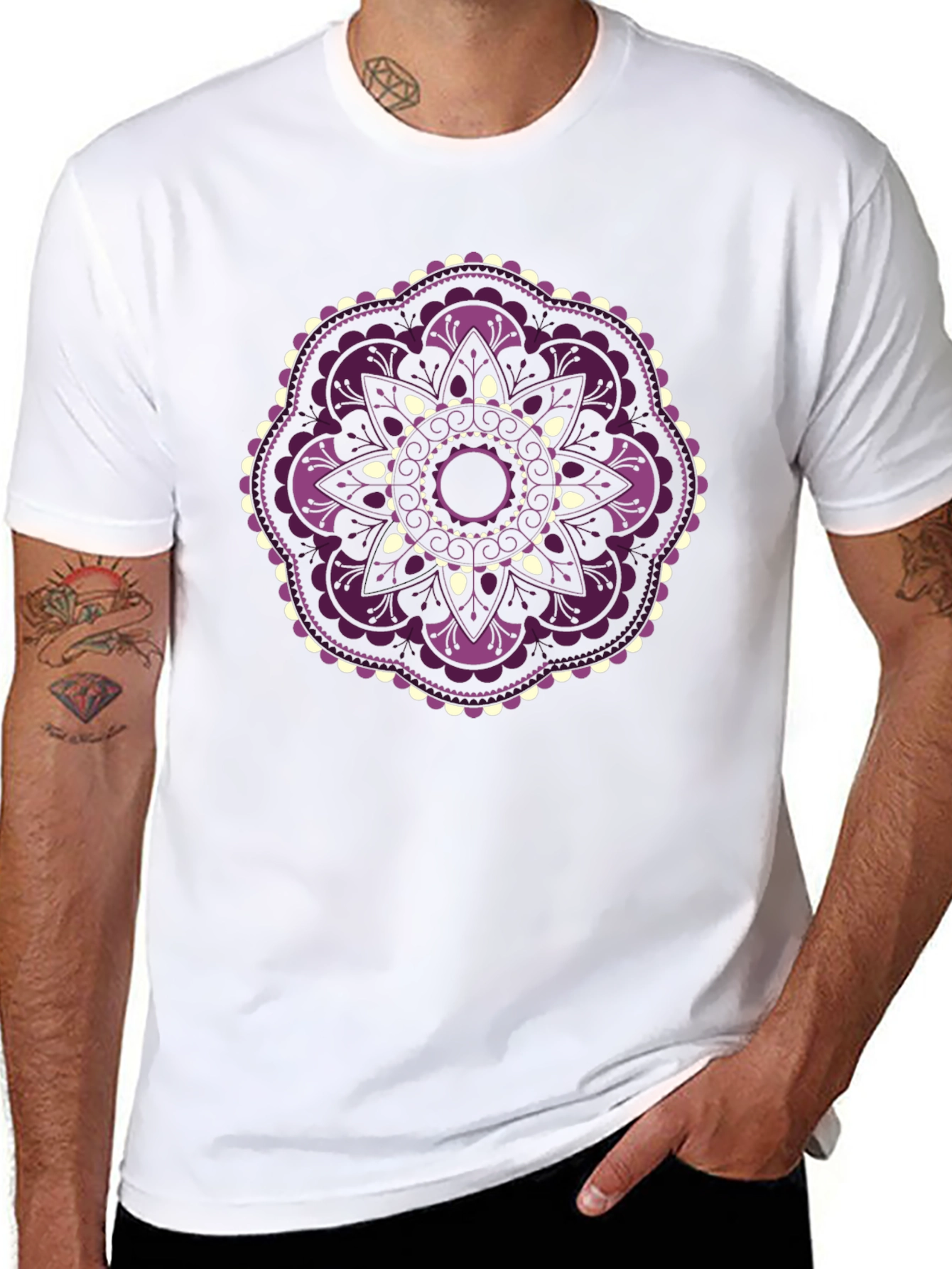 Floral Mandala Graphic Black T-Shirt