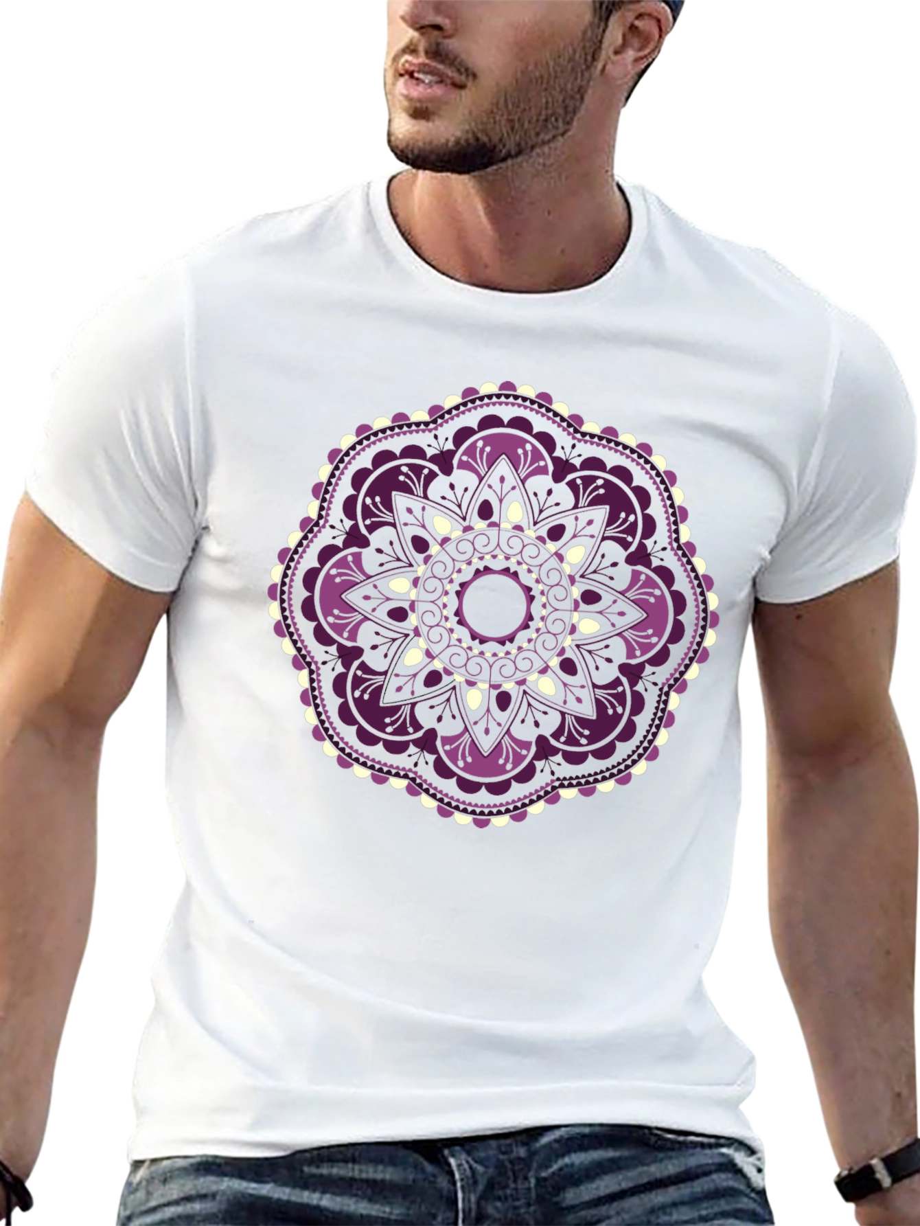Floral Mandala Graphic Black T-Shirt