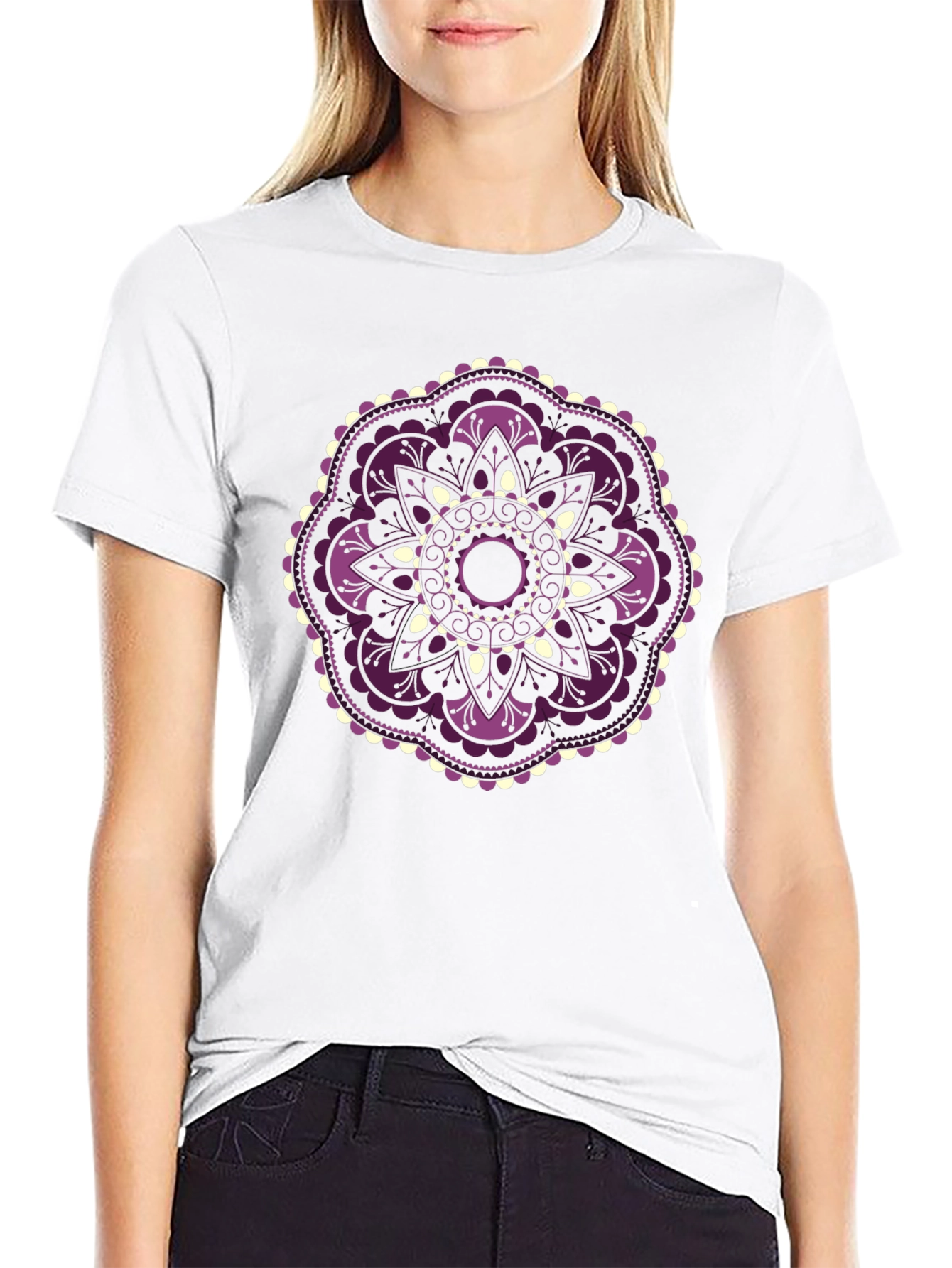 Floral Mandala Graphic Black T-Shirt