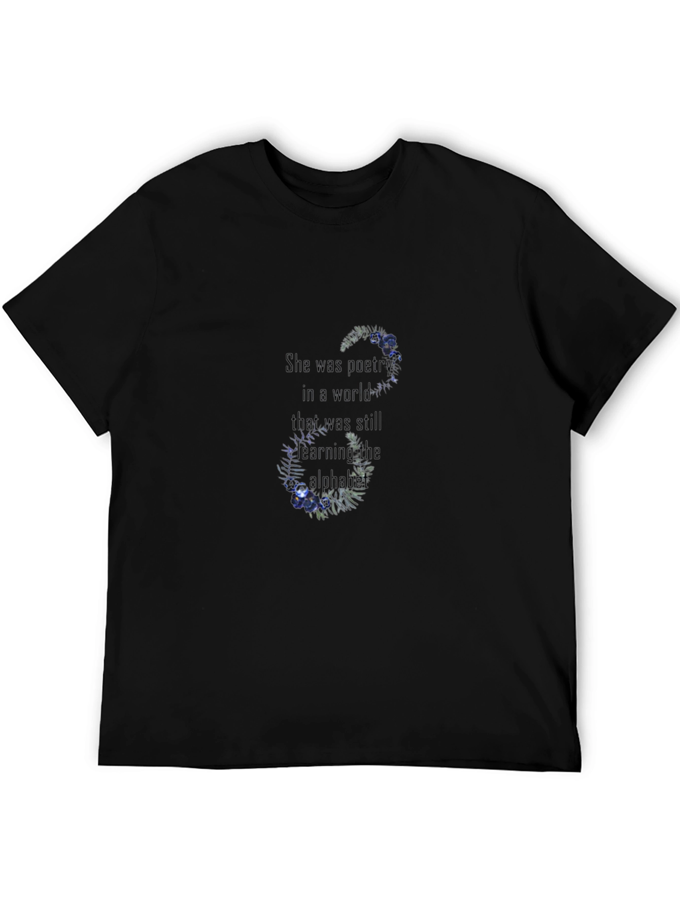 Floral Quote Black T-Shirt