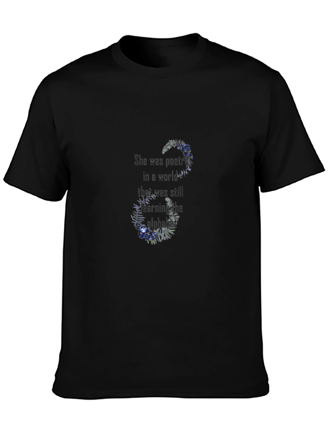 Floral Quote Black T-Shirt