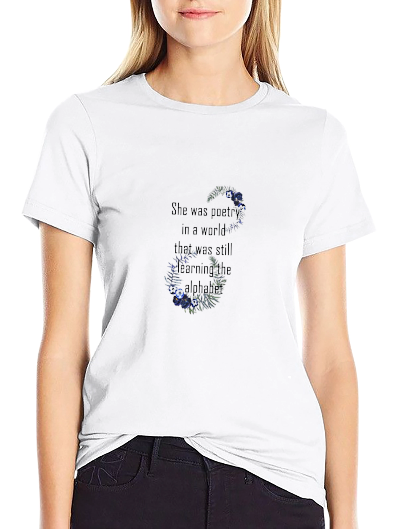 Floral Quote Black T-Shirt