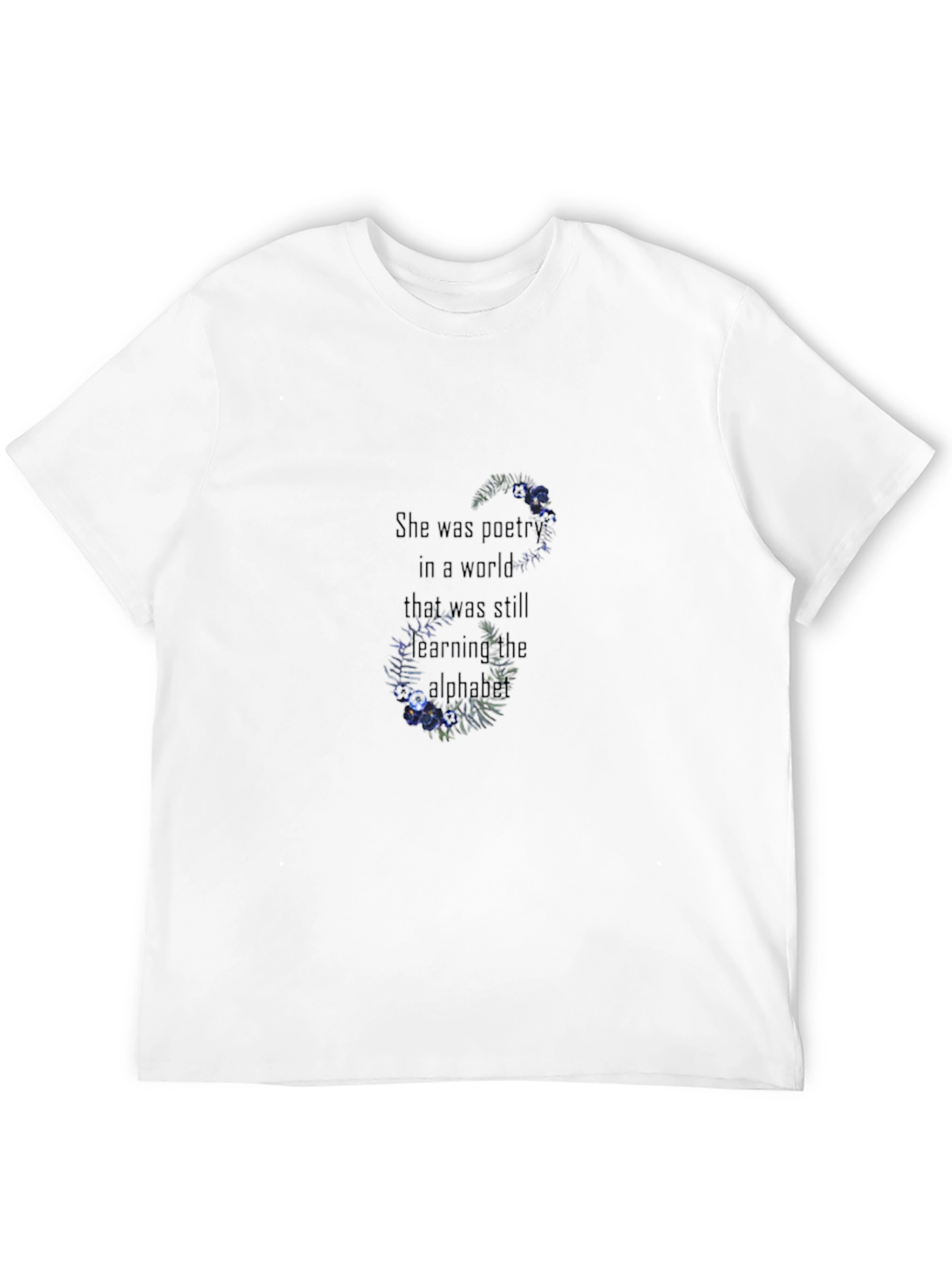 Floral Quote Black T-Shirt