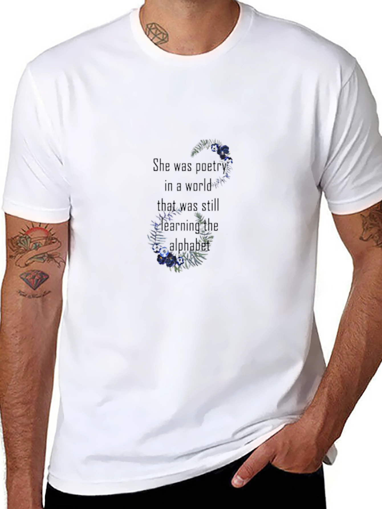 Floral Quote Black T-Shirt